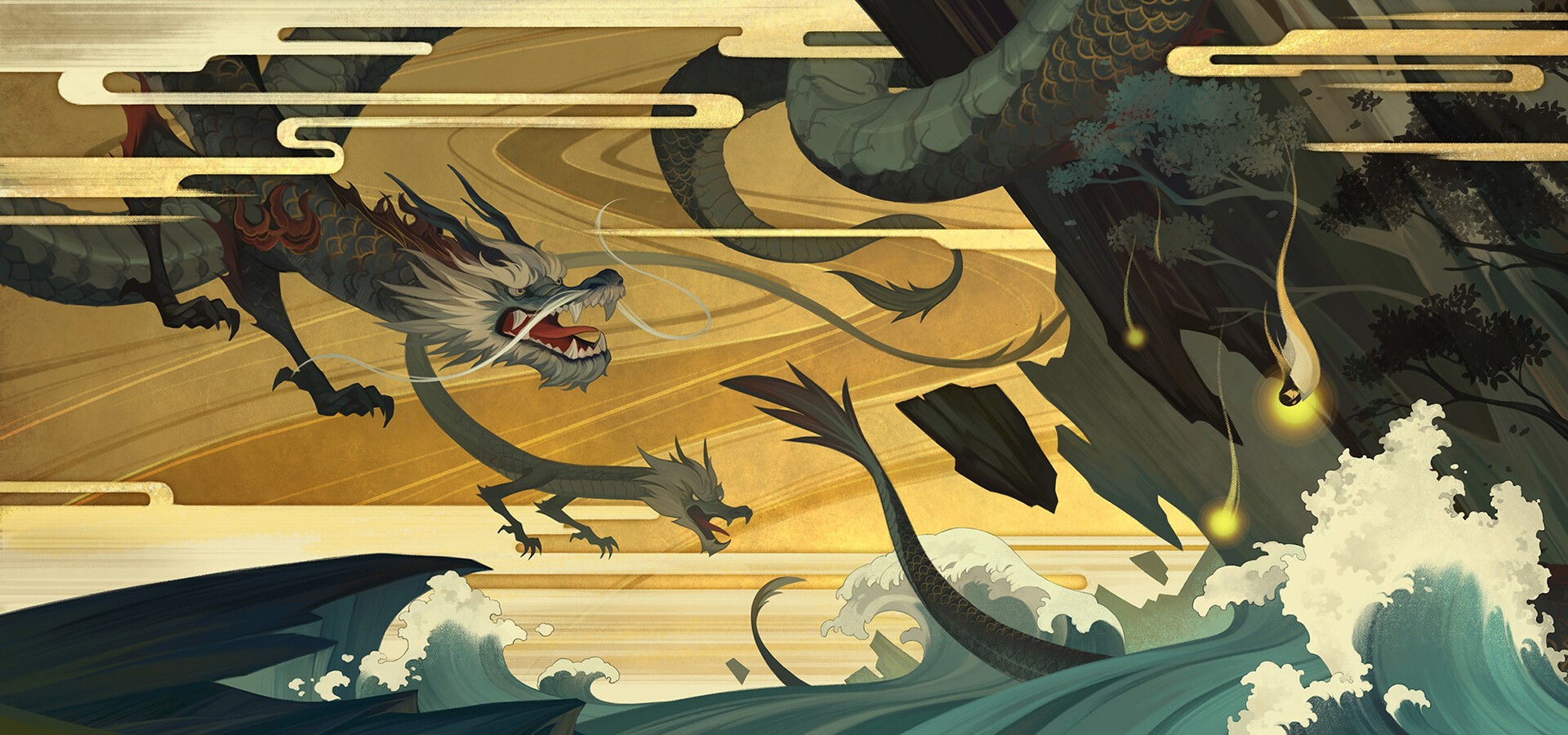 Asia, dragon, creature, fantasy art, artwork, HD Wallpaper