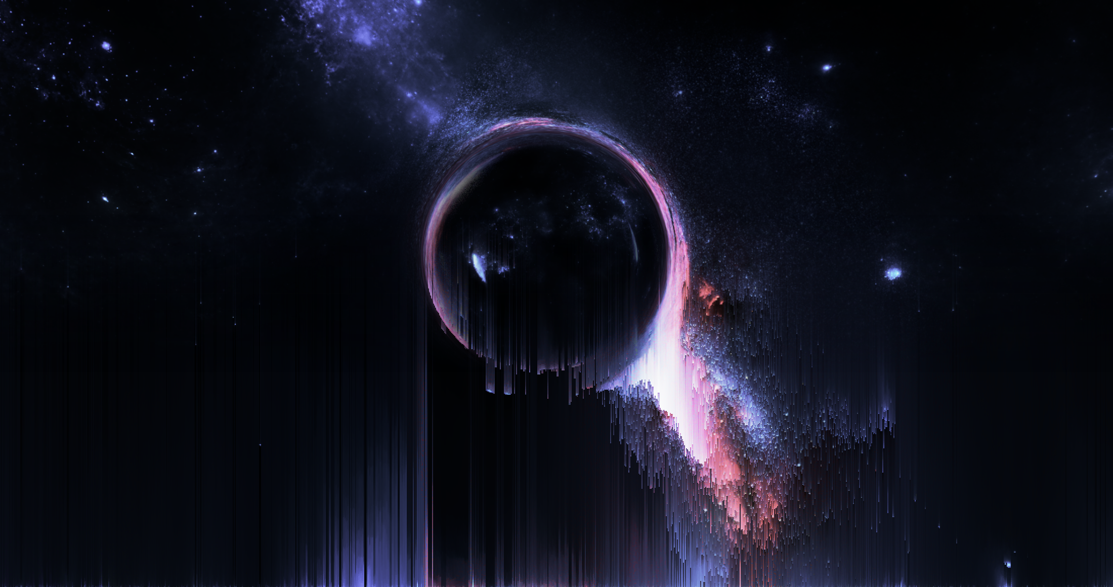 space, galaxy, black holes, glitch art, space art, digital art, HD Wallpaper