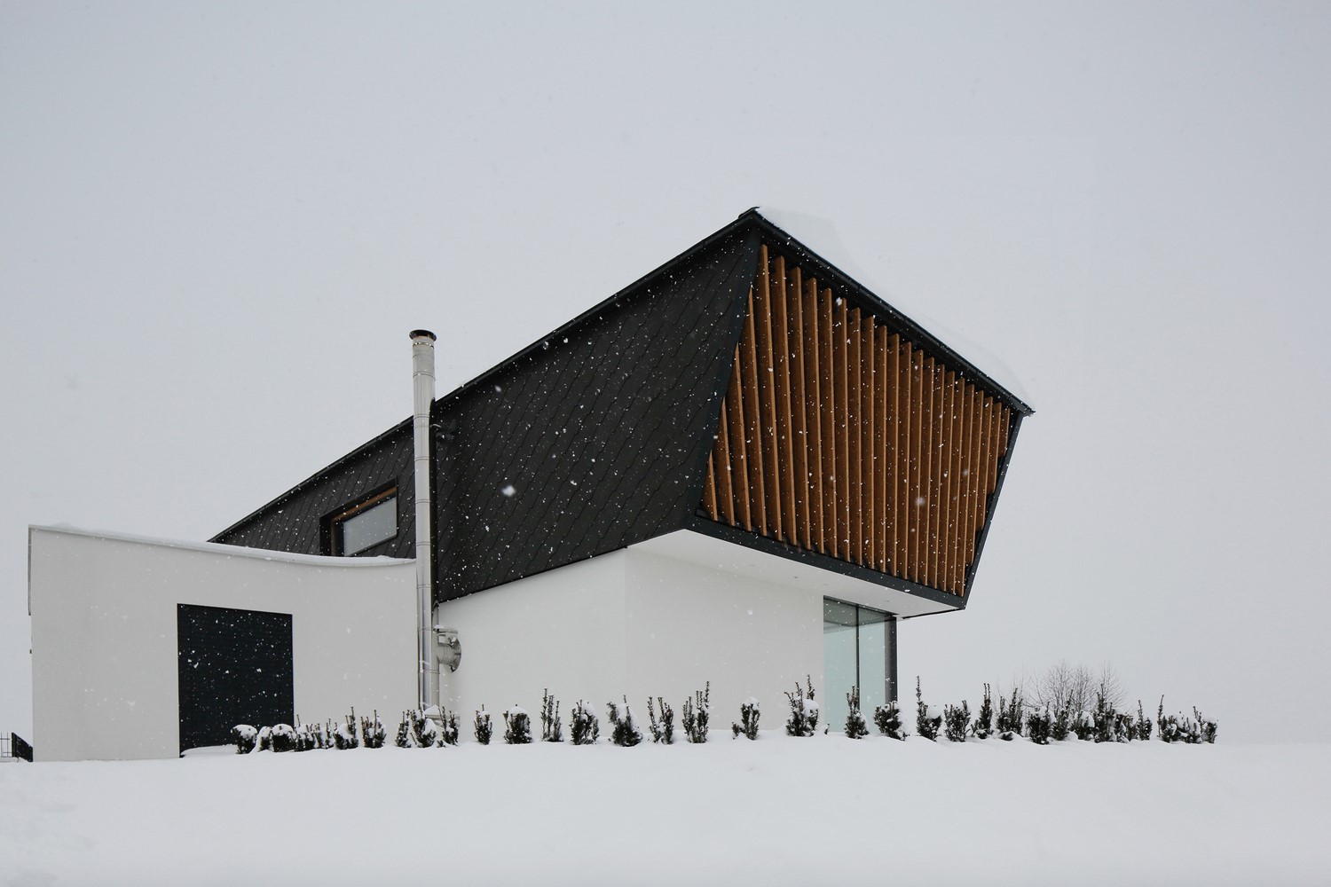 house, modern, winter, snow, architecture, snowing, HD Wallpaper