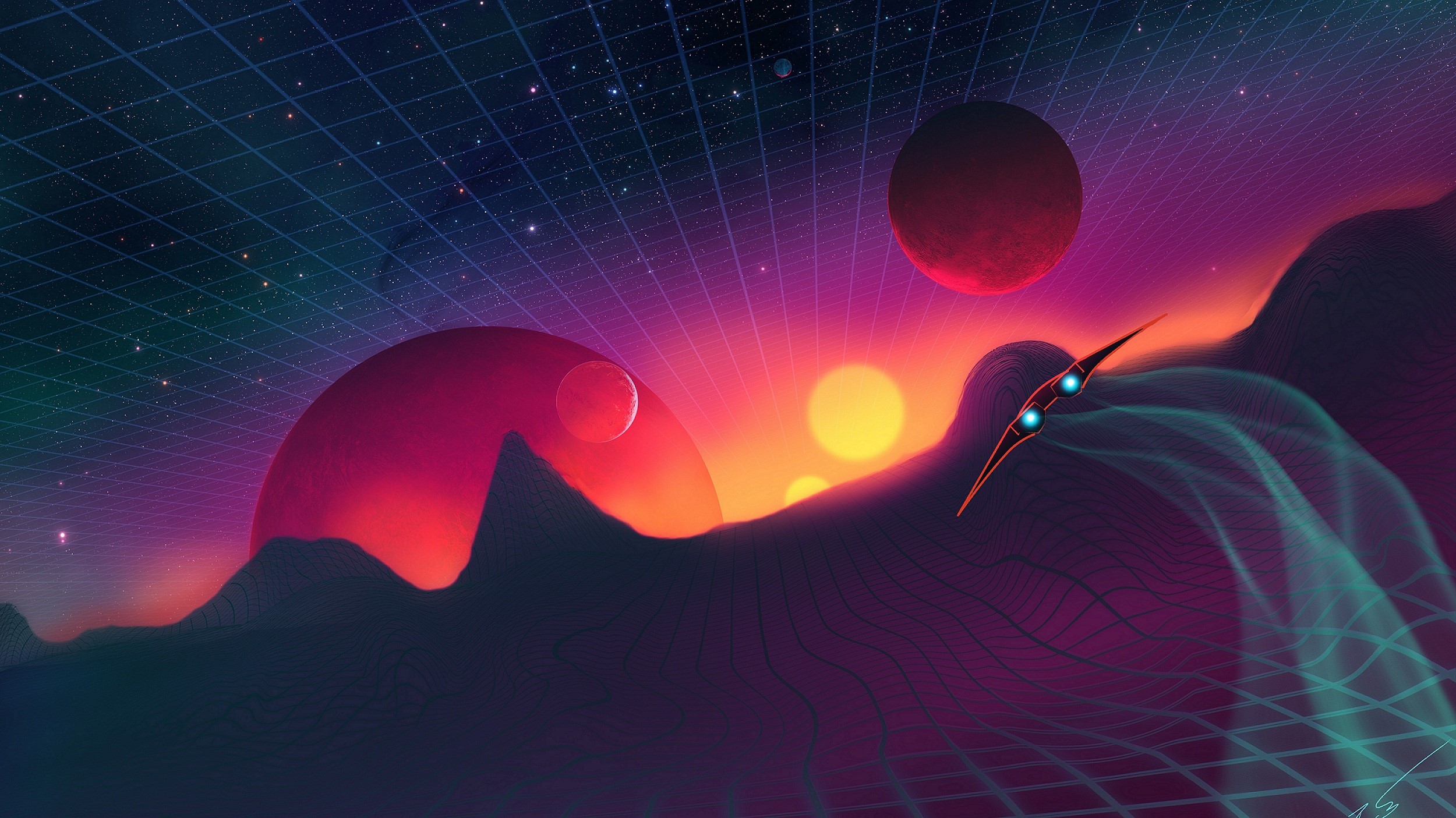 futuristic, spaceship, planet, space, artwork, HD Wallpaper