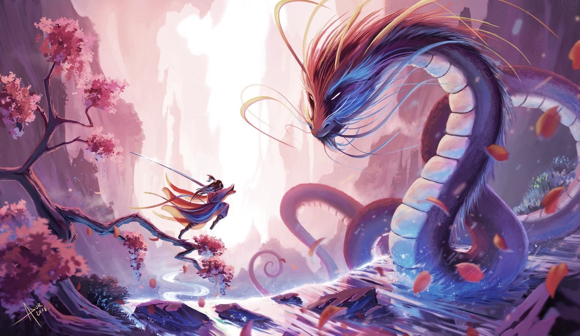 Asia, artwork, fantasy art, dragon, creature, 2018 (Year), Asur Misoa, digital painting, HD Wallpaper