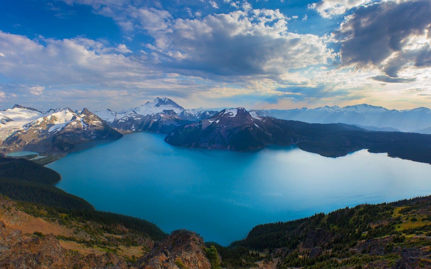 lake, sky, nature, mountains, clouds, landscape, HD Wallpaper