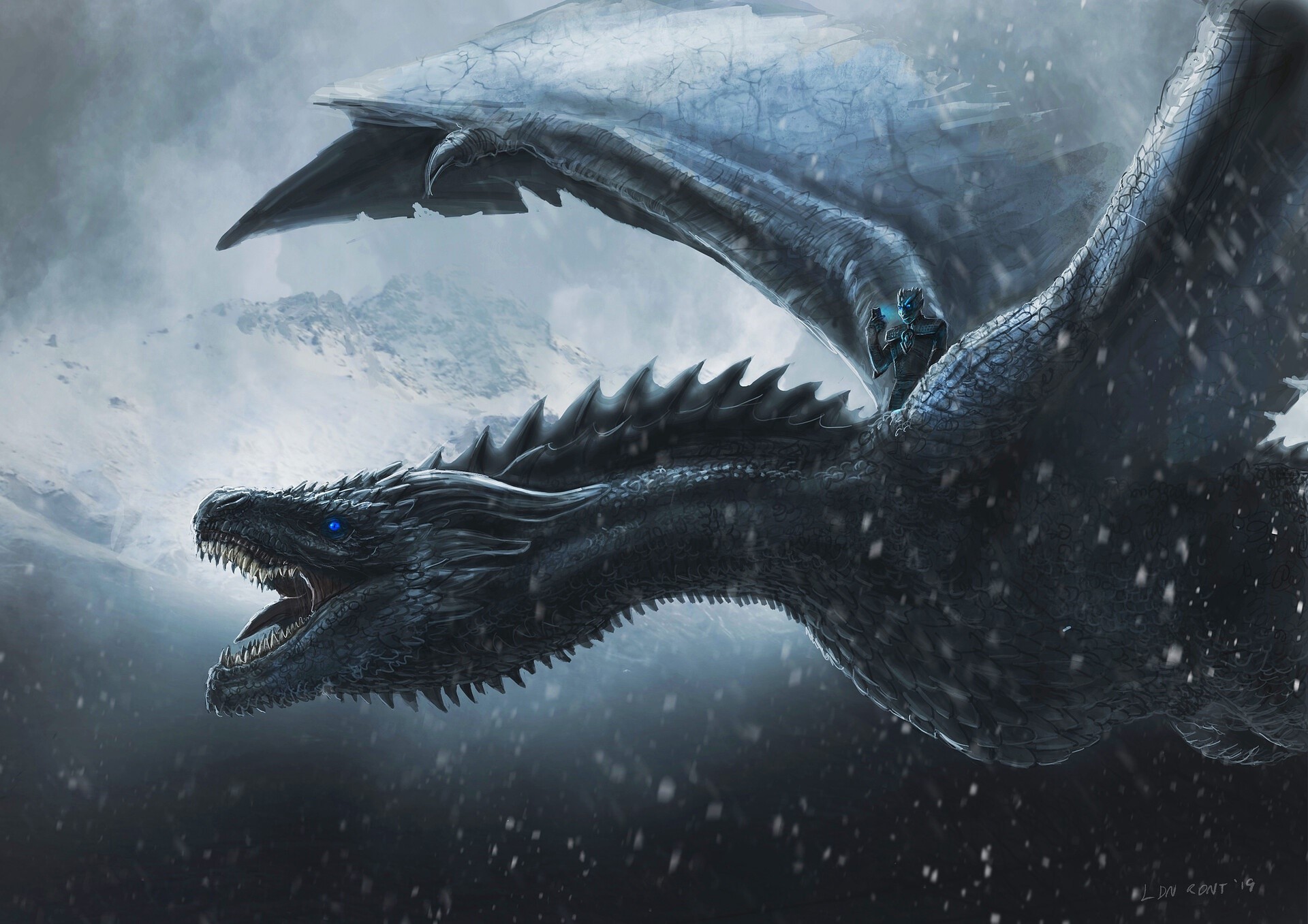 dragon, creature, fantasy art, artwork, Game of Thrones, The Night King, HD Wallpaper