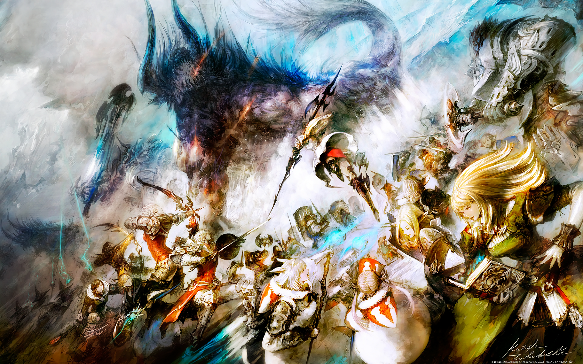 Final Fantasy XIV: A Realm Reborn, video games, video game art, game art, fantasy art, digital art, cyan, HD Wallpaper