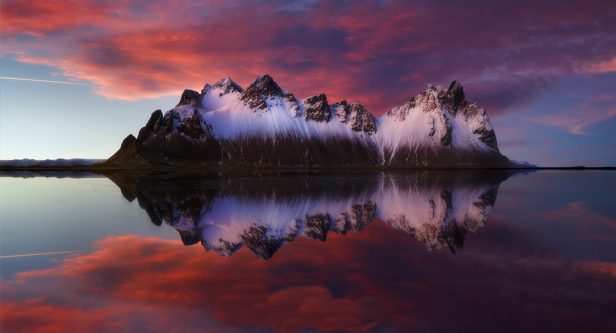 mountains, water, sky, reflection, nature, landscape, HD Wallpaper