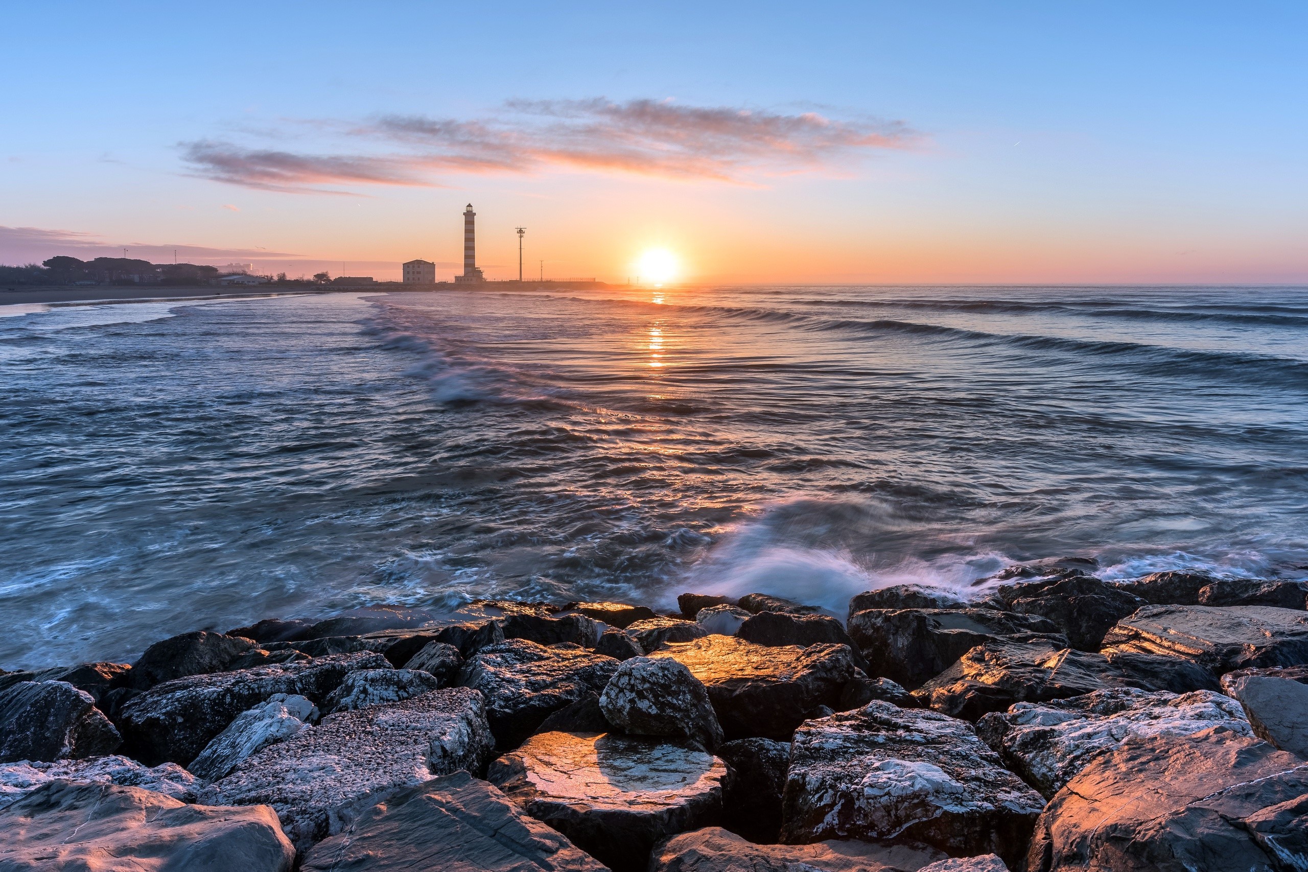 Italy, sea, sunlight, sky, HD Wallpaper