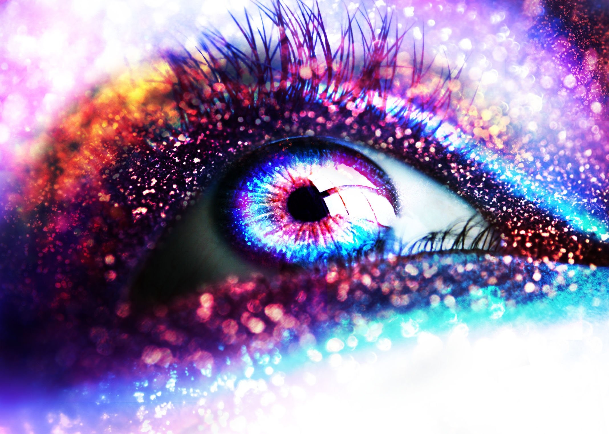 colorful, eyes, macro, HD Wallpaper