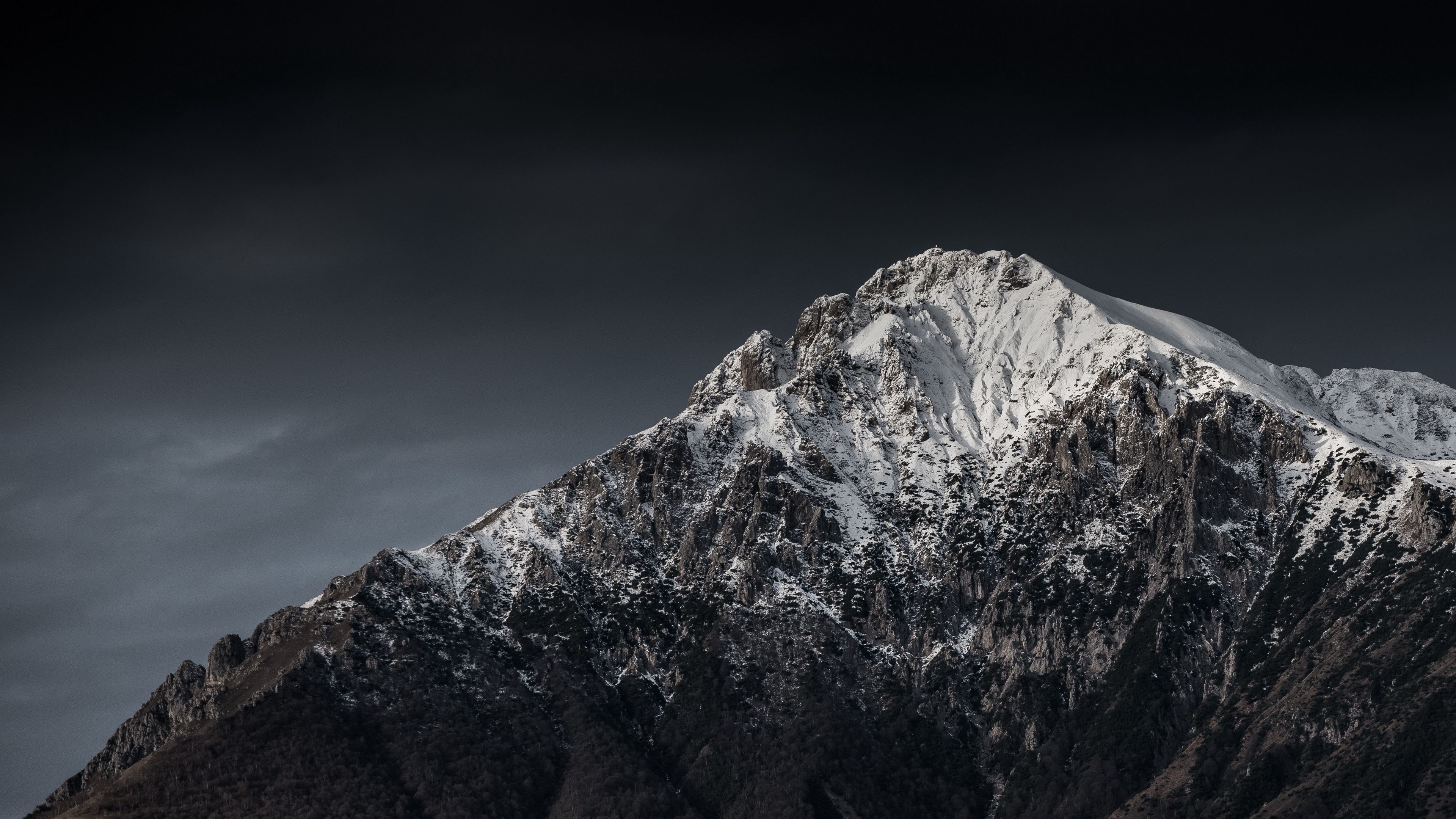 mountain, peak, snowy, night, italy, 4k, HD Wallpaper