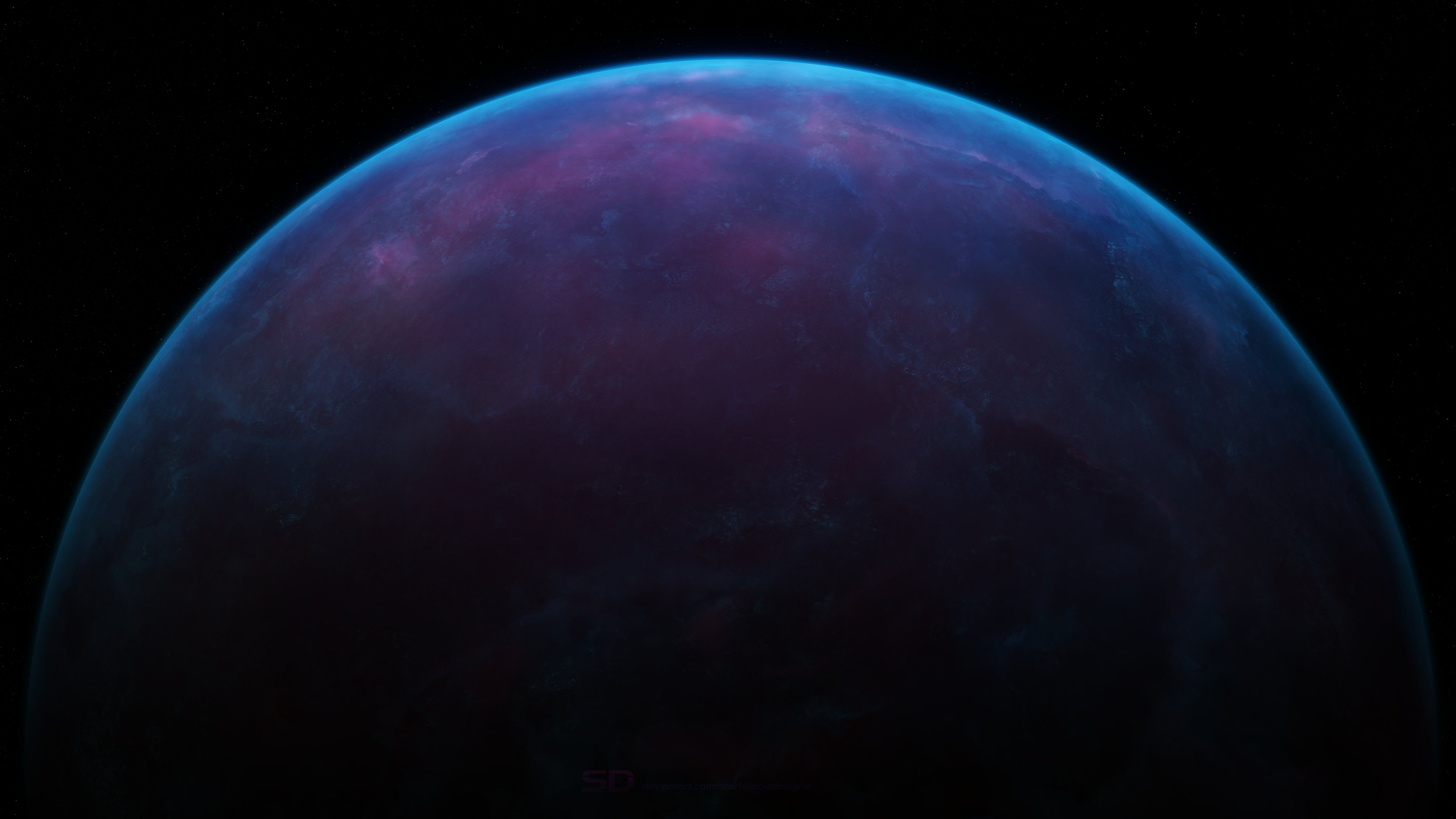 Starkiteckt, space, blue, space art, planet, digital art, HD Wallpaper