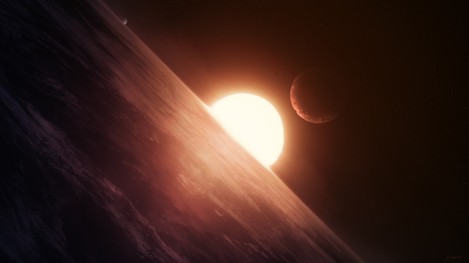 space, Sun, planet, space art, digital art, HD Wallpaper
