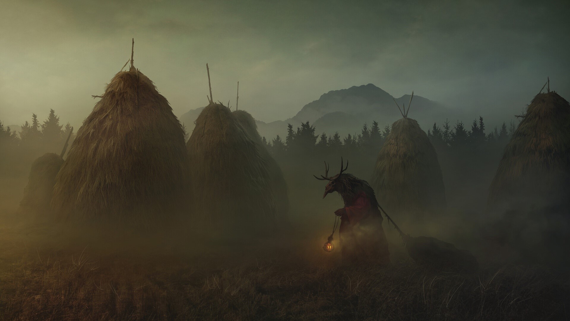 artwork, dark, lantern, fantasy art, HD Wallpaper