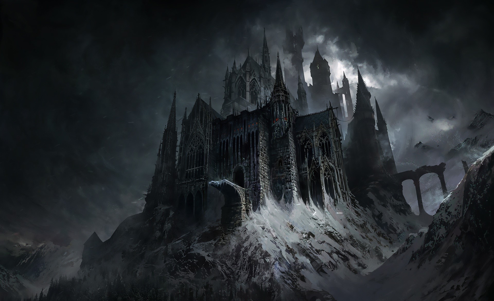 dark fantasy, fantasy art, castle, building, artwork, HD Wallpaper