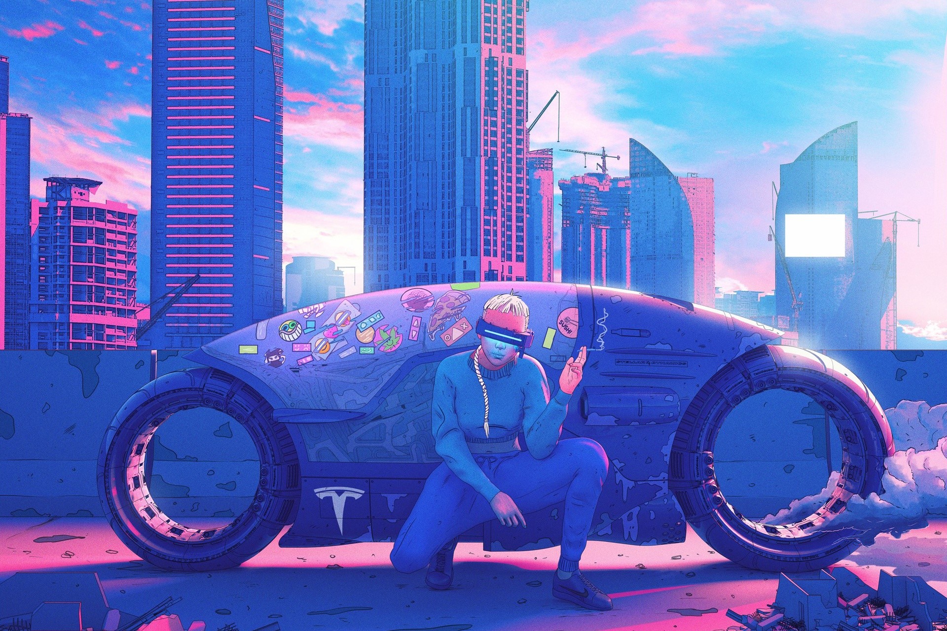 vehicle, artwork, futuristic, cityscape, HD Wallpaper
