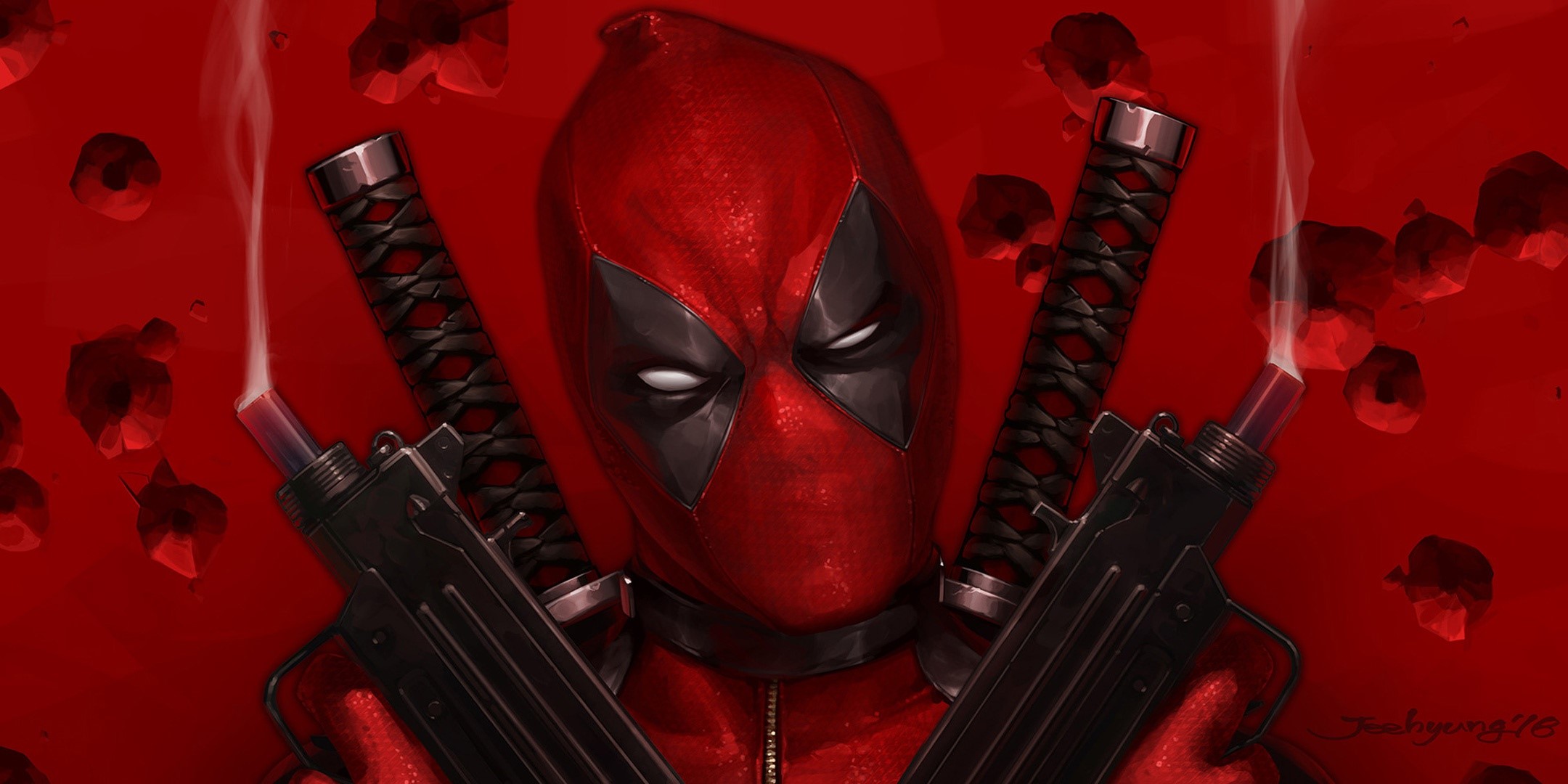artwork, weapon, Deadpool, antiheroes, HD Wallpaper