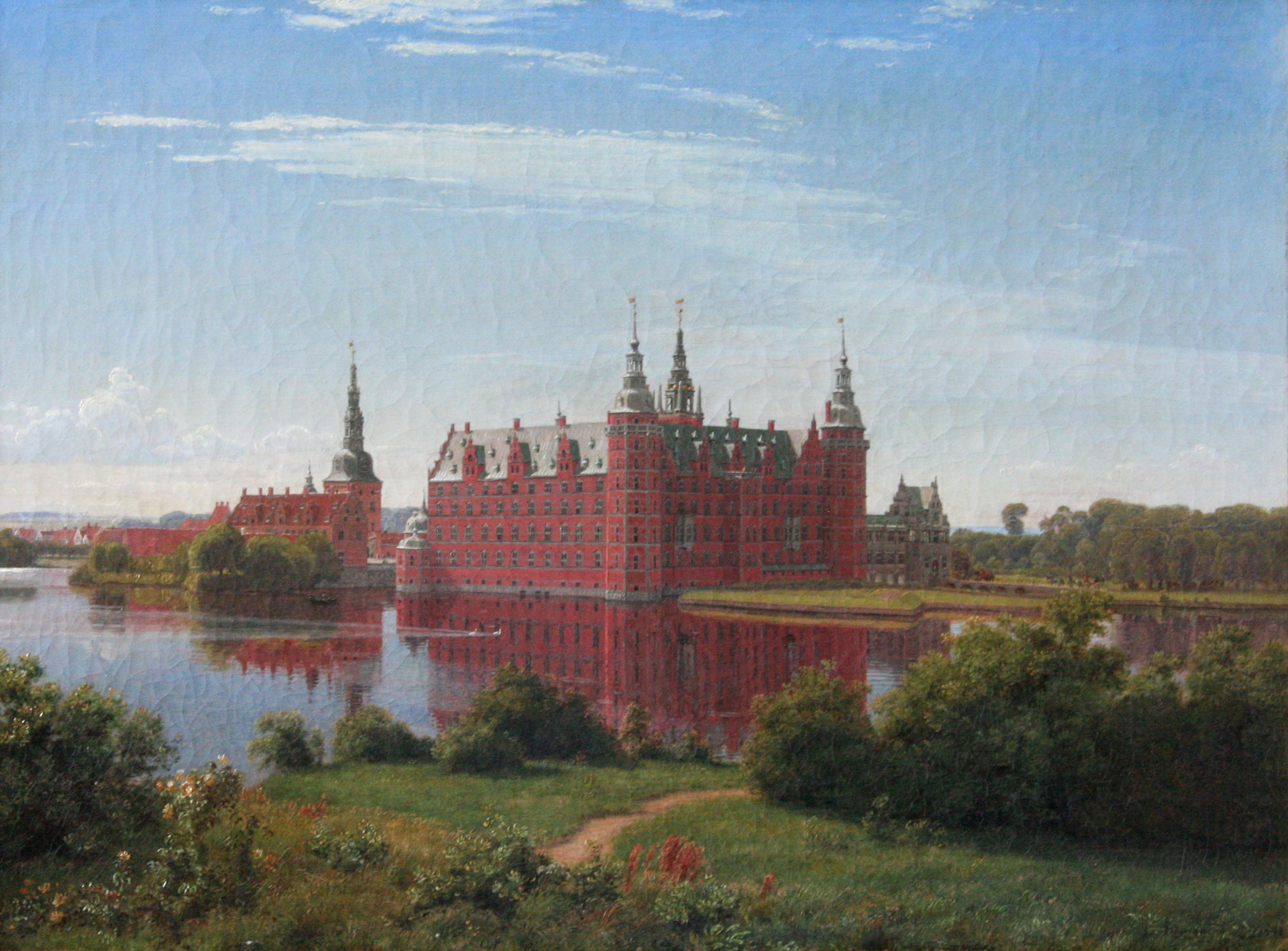 castle, landscape, painting, HD Wallpaper
