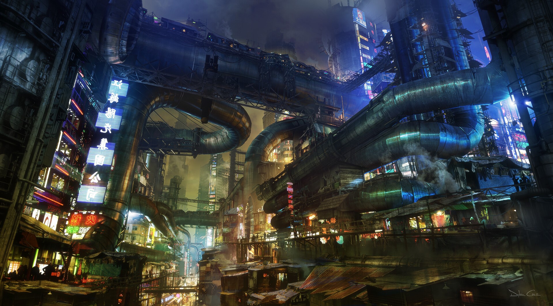 city, night, neon, cyberpunk, HD Wallpaper