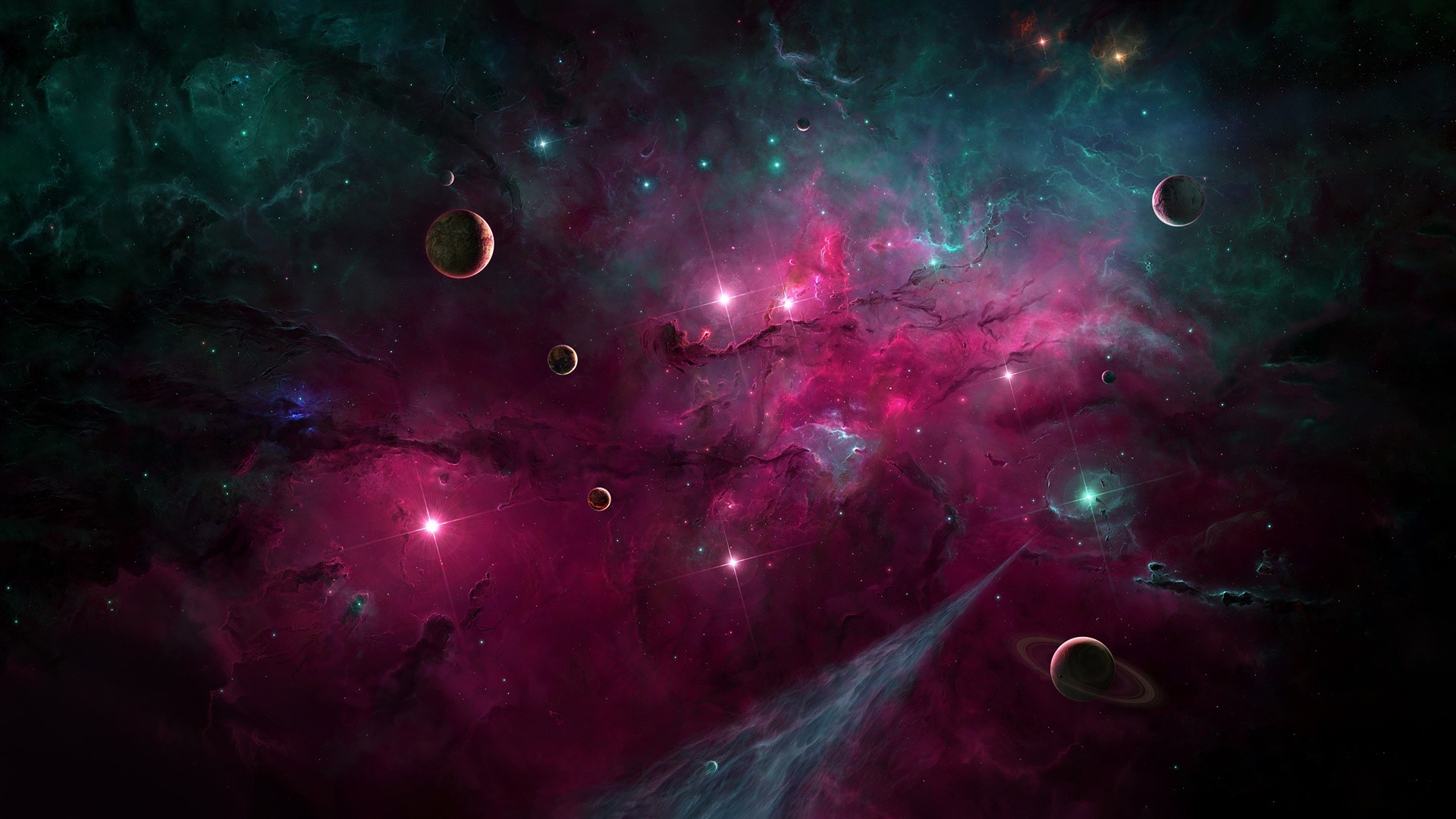 space, space art, digital art, colorful, HD Wallpaper
