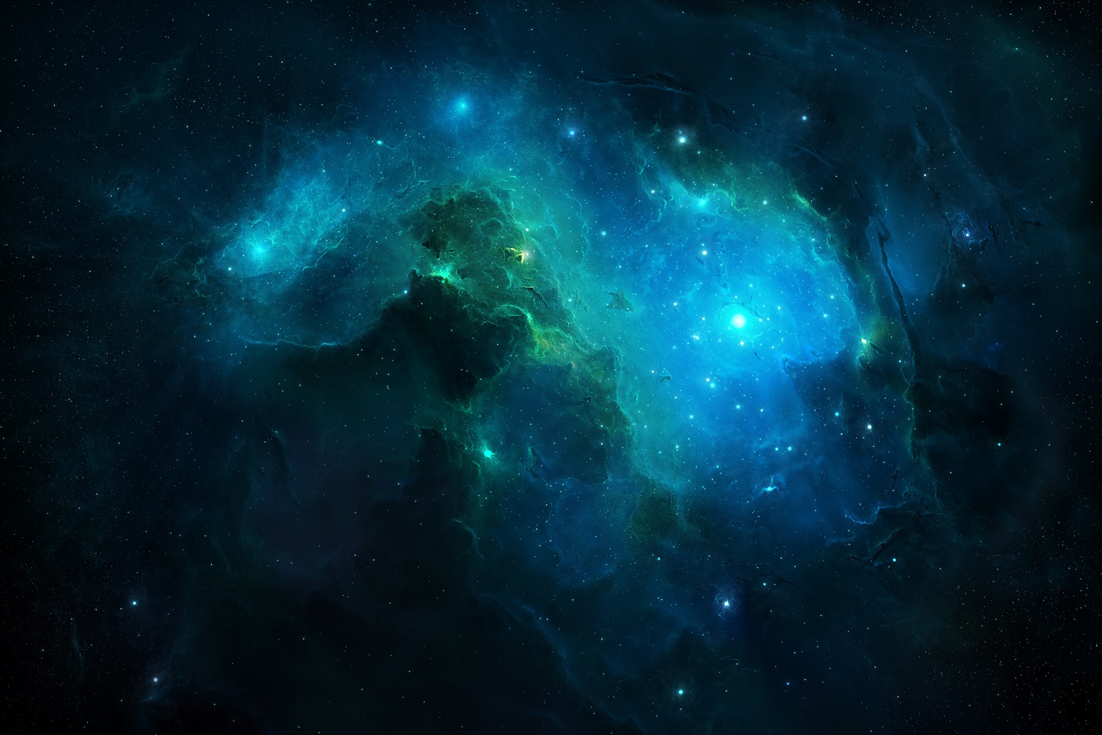 space, space art, digital art, cyan, HD Wallpaper