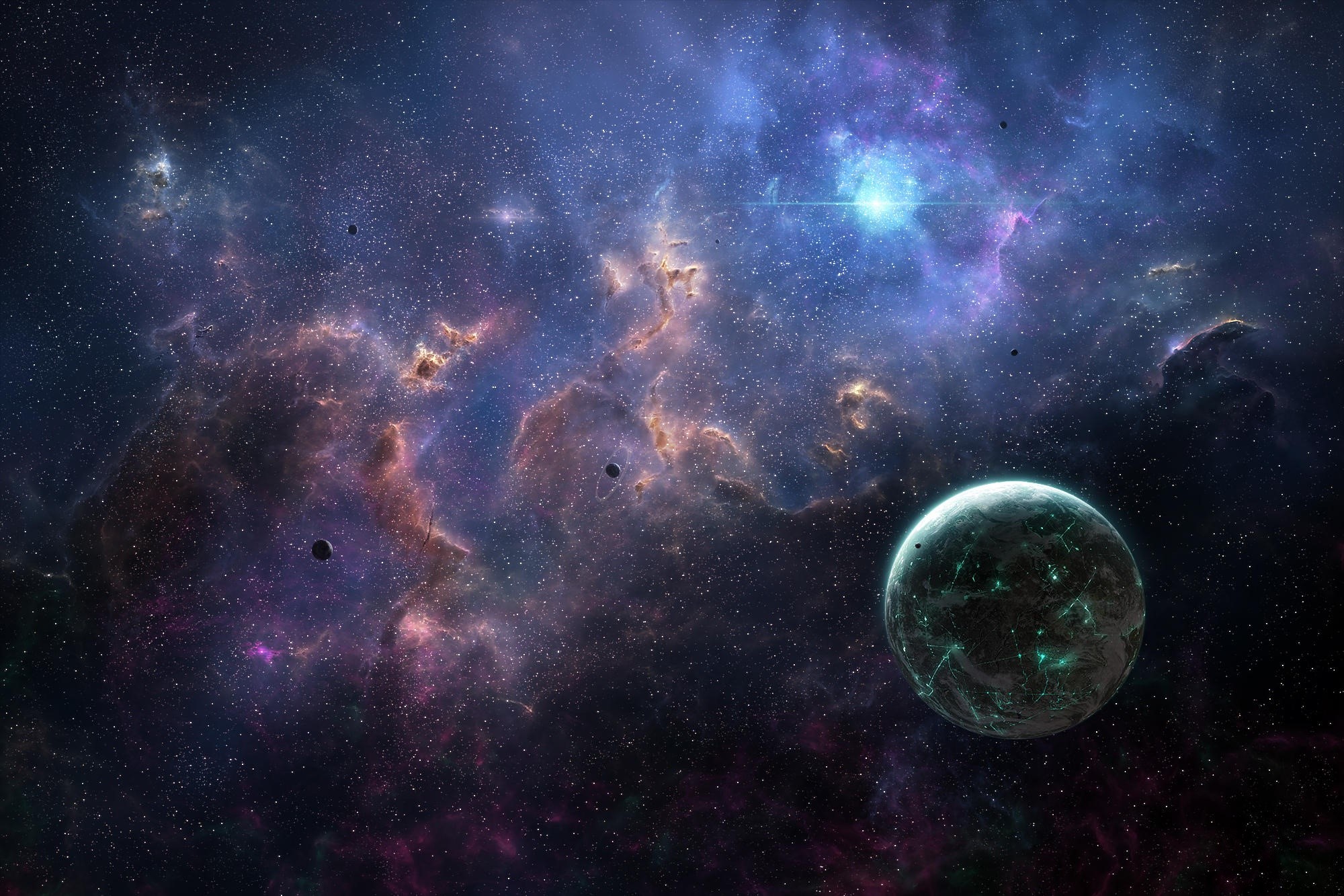 space, space art, planet, digital art, HD Wallpaper