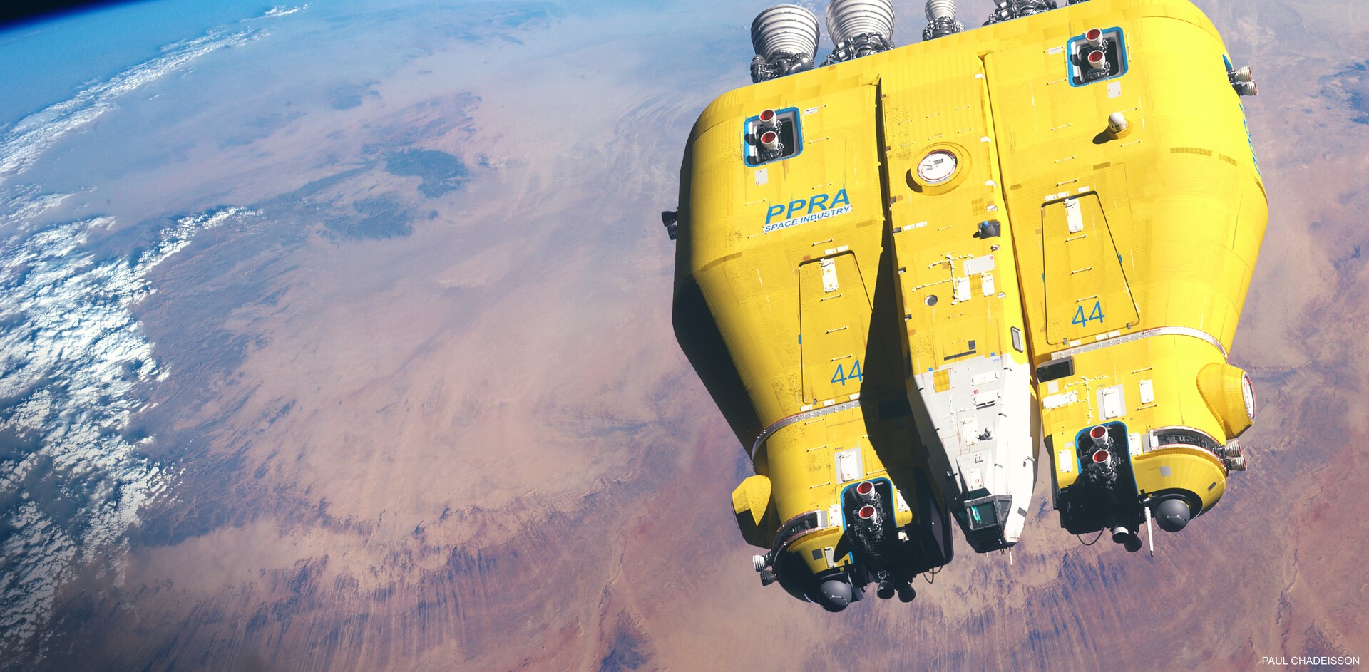 render, space, spaceship, vehicle, planet, digital art, HD Wallpaper