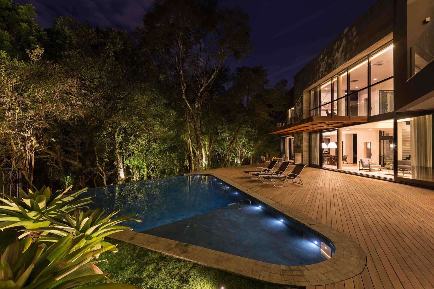 swimming pool, house, modern, trees, HD Wallpaper