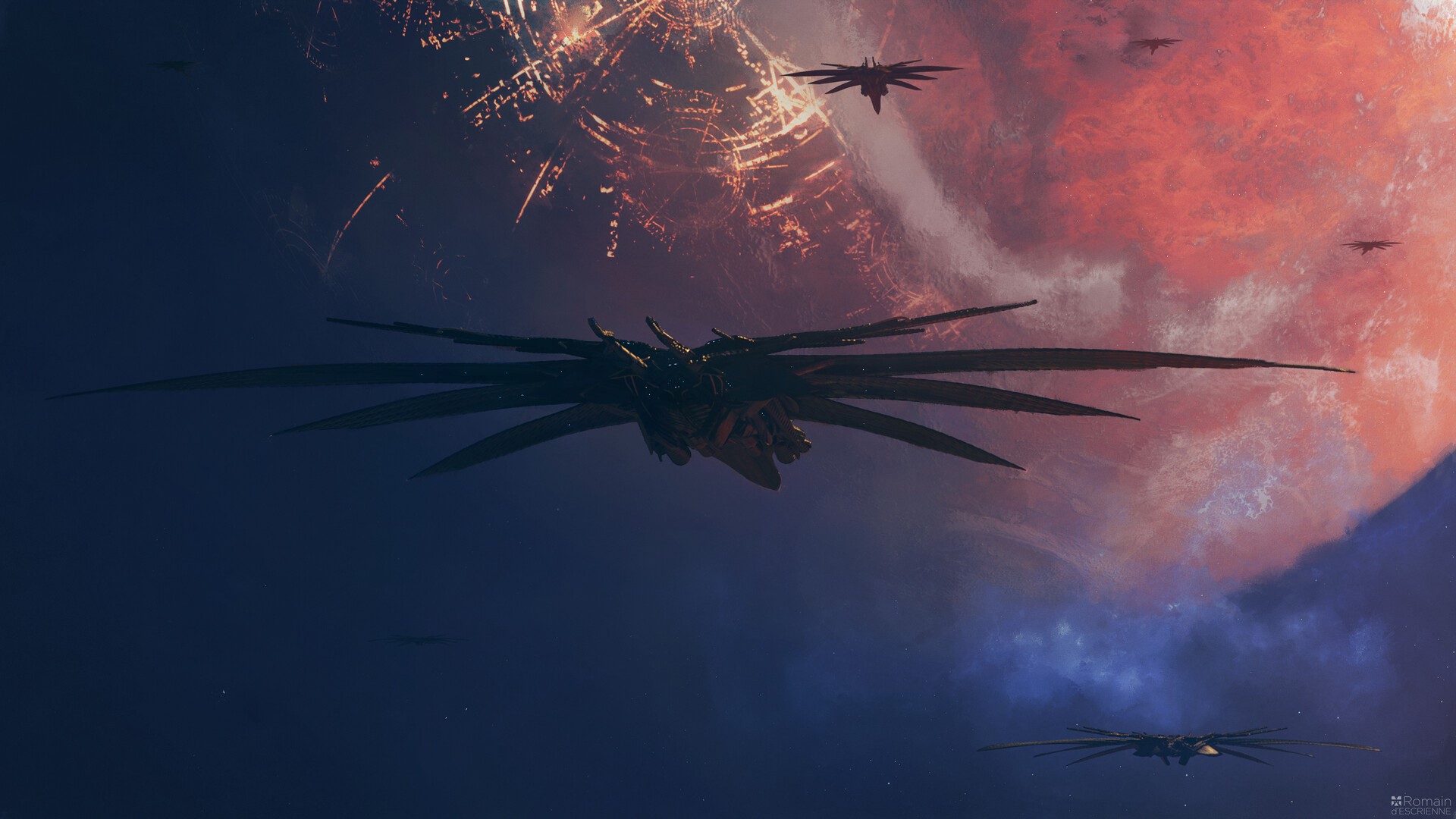 space, futuristic, science fiction, spaceship, digital art, HD Wallpaper
