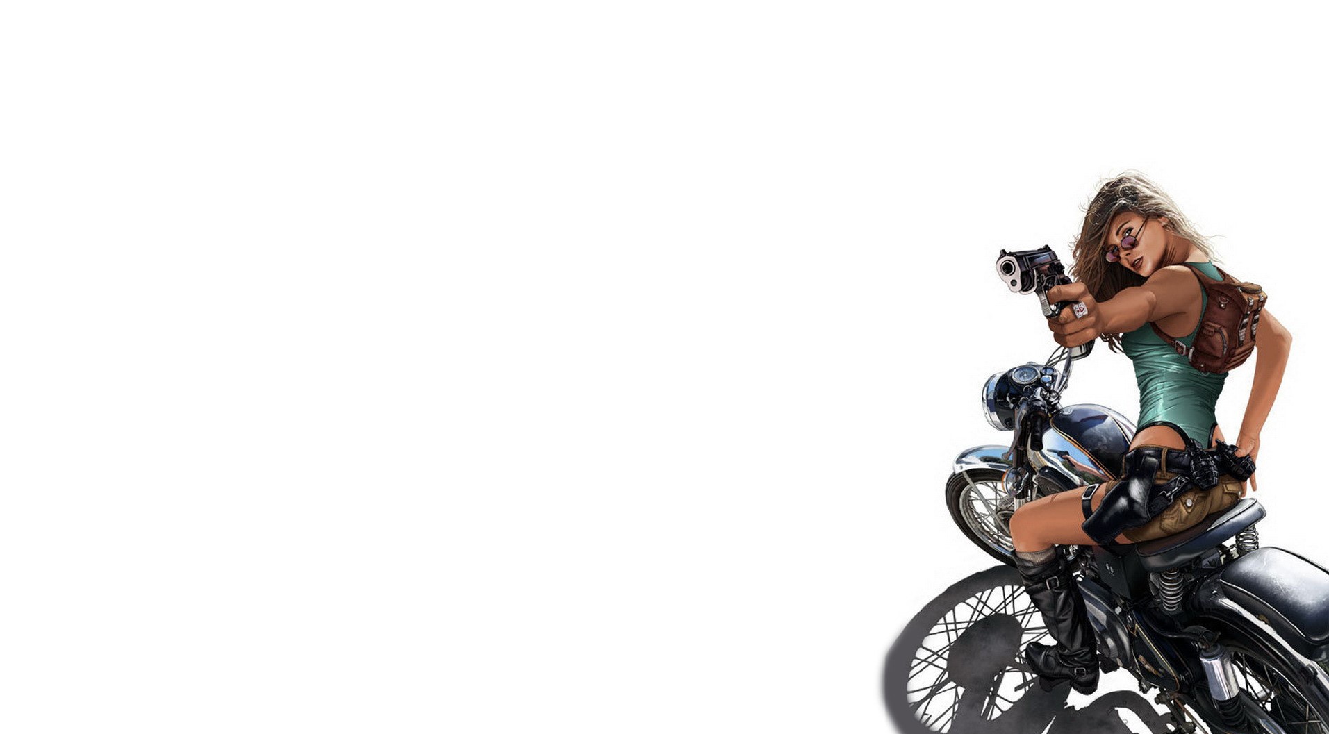 women, cosplay, Tomb Raider, Lara Croft, gun, motorcycle, HD Wallpaper
