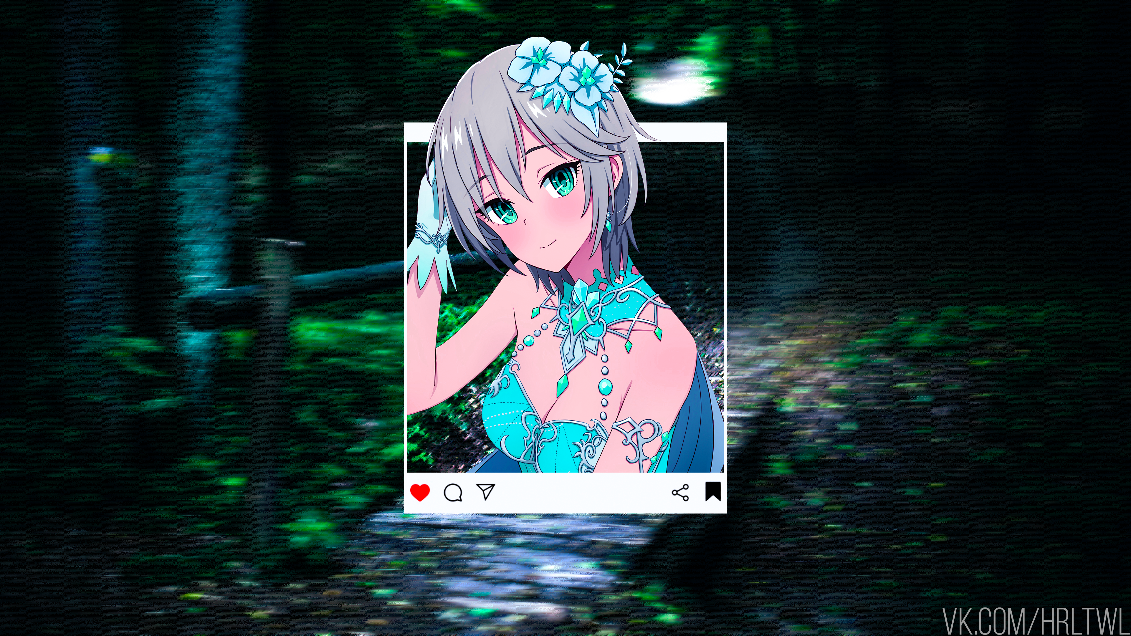 anime girls, flower in hair, anime, HD Wallpaper