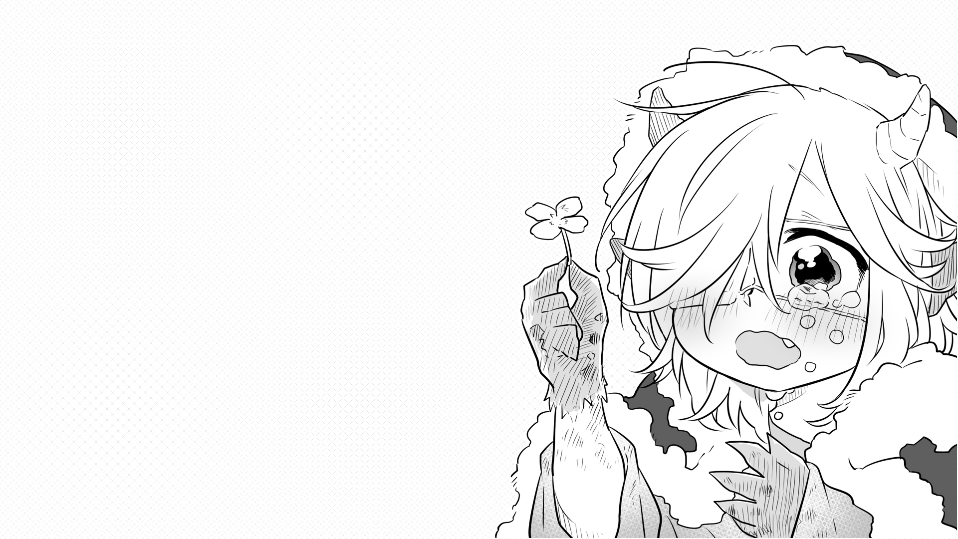 demon girl, simple background, crying, HD Wallpaper