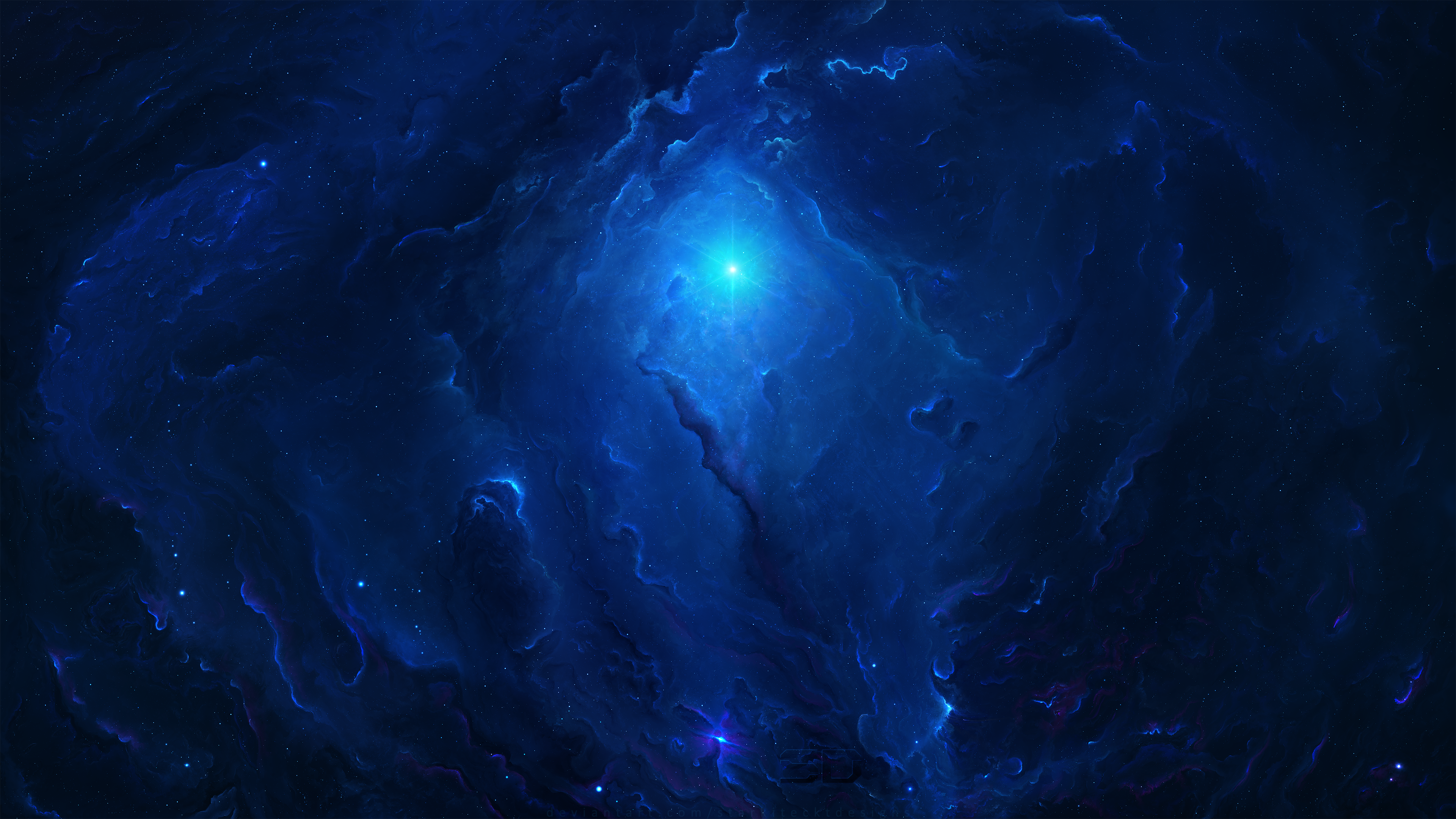 Starkiteckt, space, blue, nebula, HD Wallpaper
