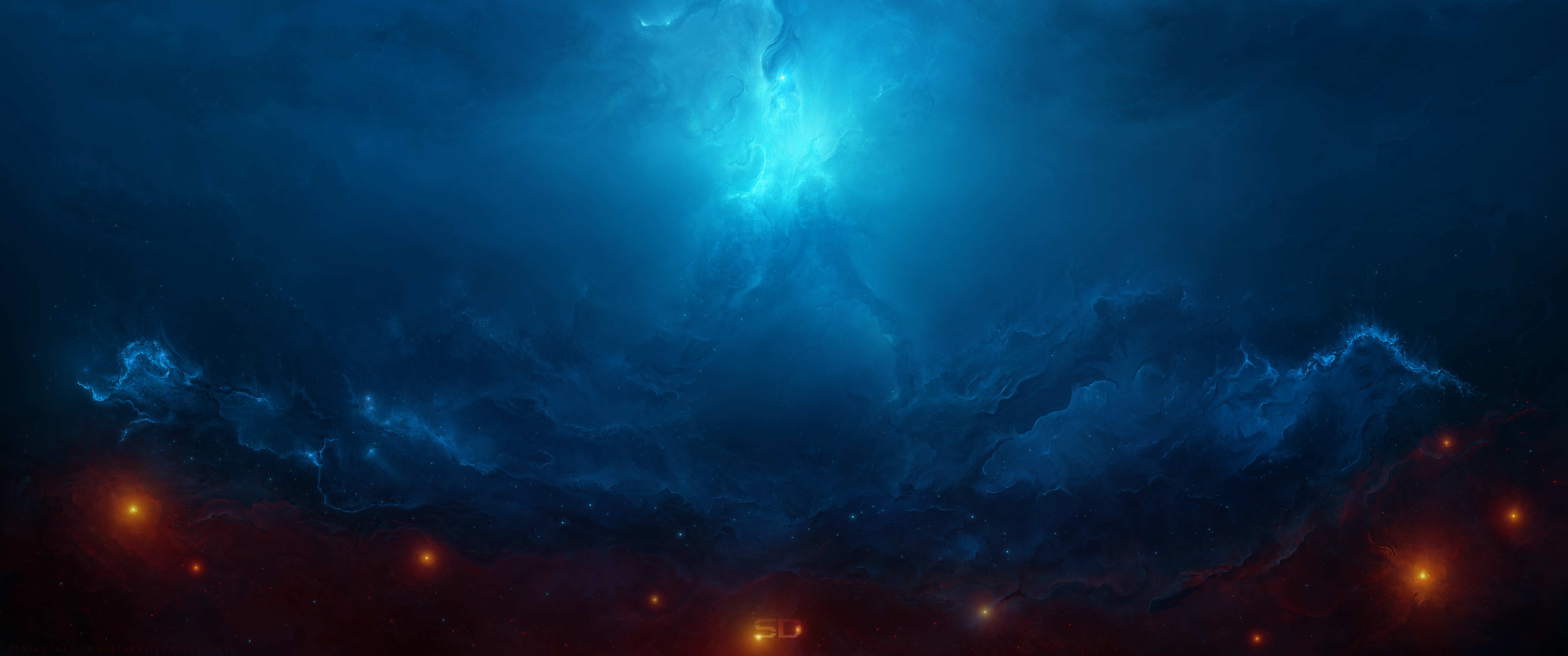Starkiteckt, space, blue, ultrawide, HD Wallpaper