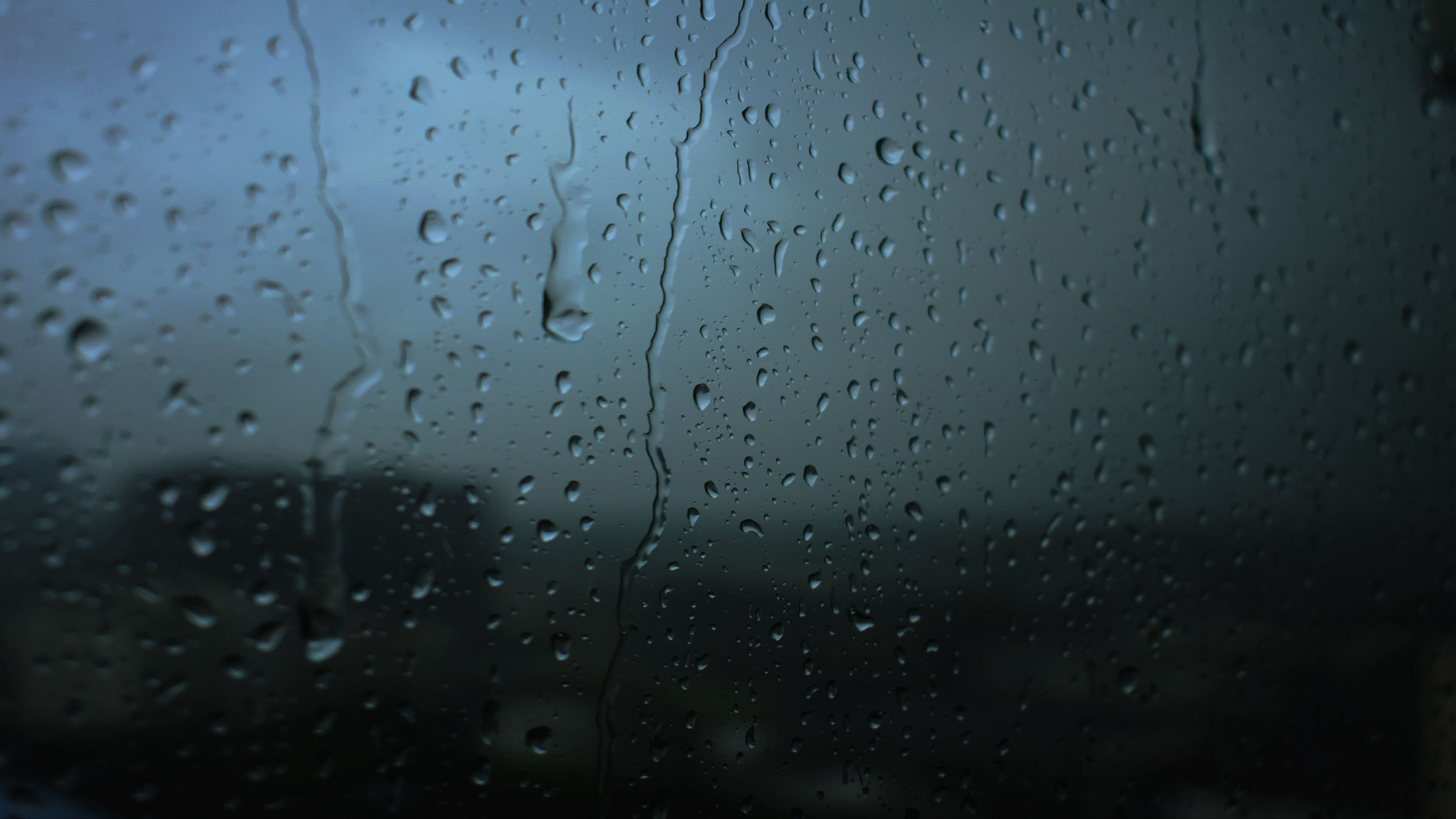 glass, drops, blur, moisture, surface, 4k, HD Wallpaper