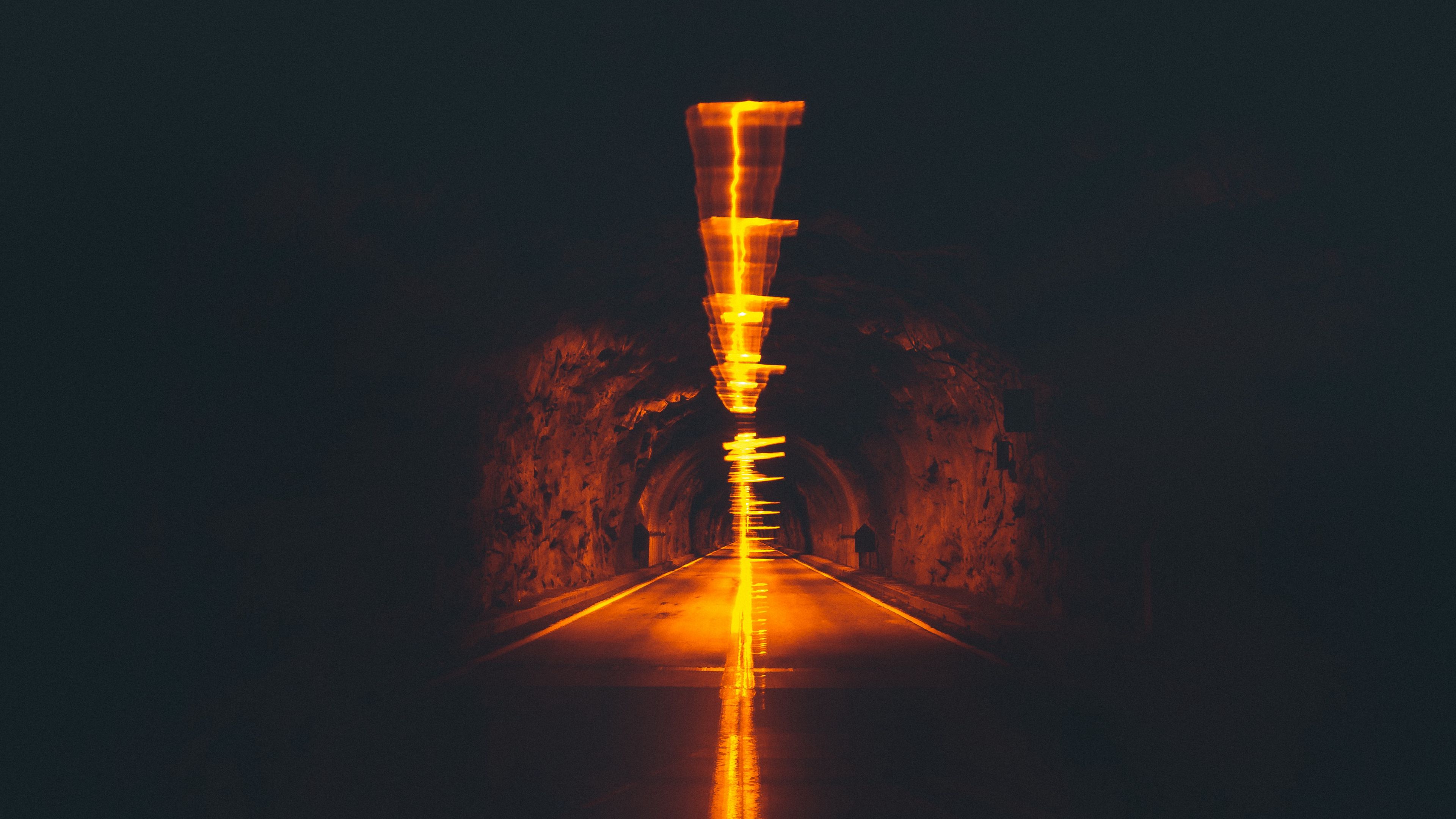 tunnel, underground, dark, light, 4k, HD Wallpaper