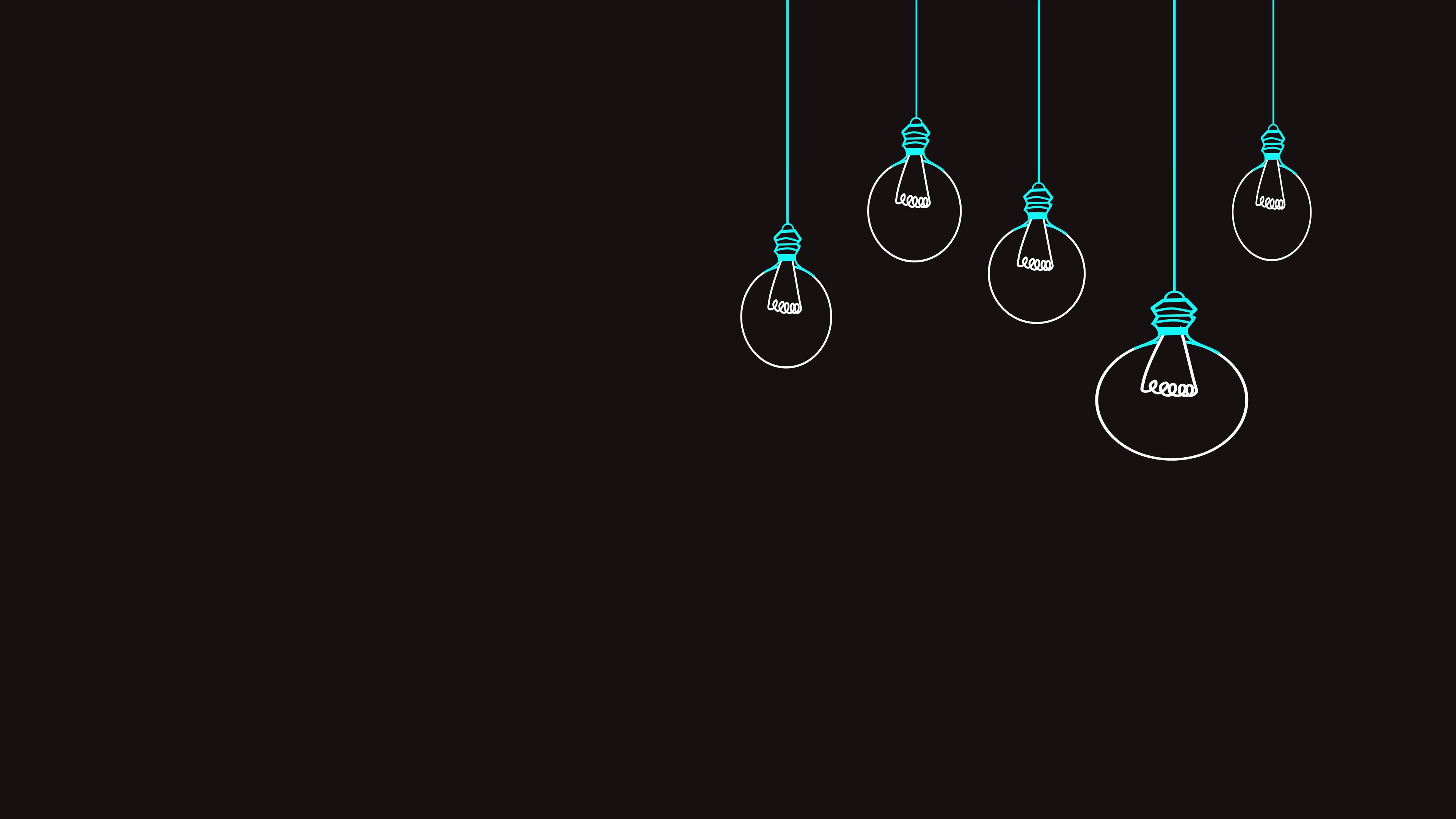 light bulb, drawing, vector, minimalism, black background, 4k, HD Wallpaper