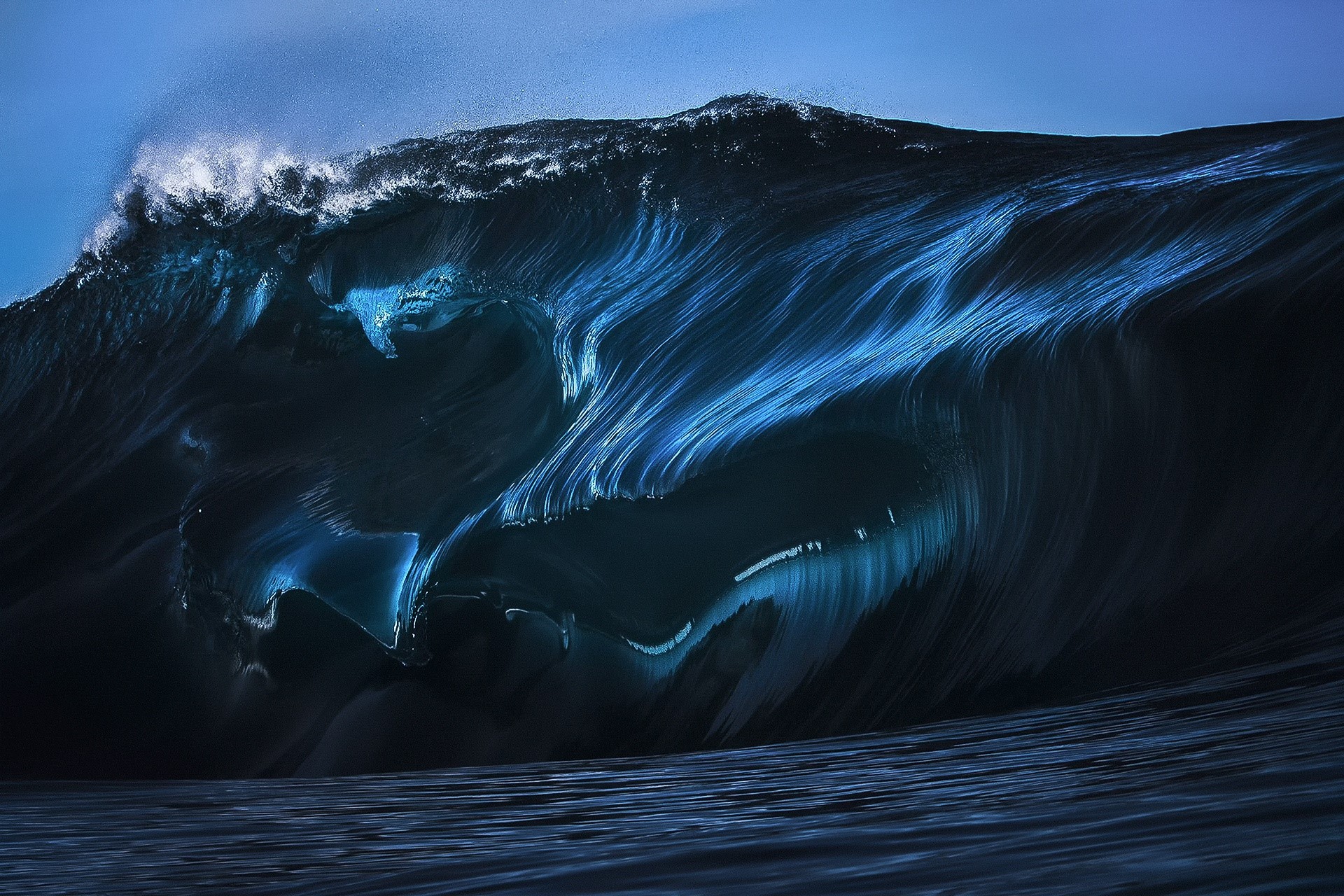dark, nature, water, waves, blue, HD Wallpaper