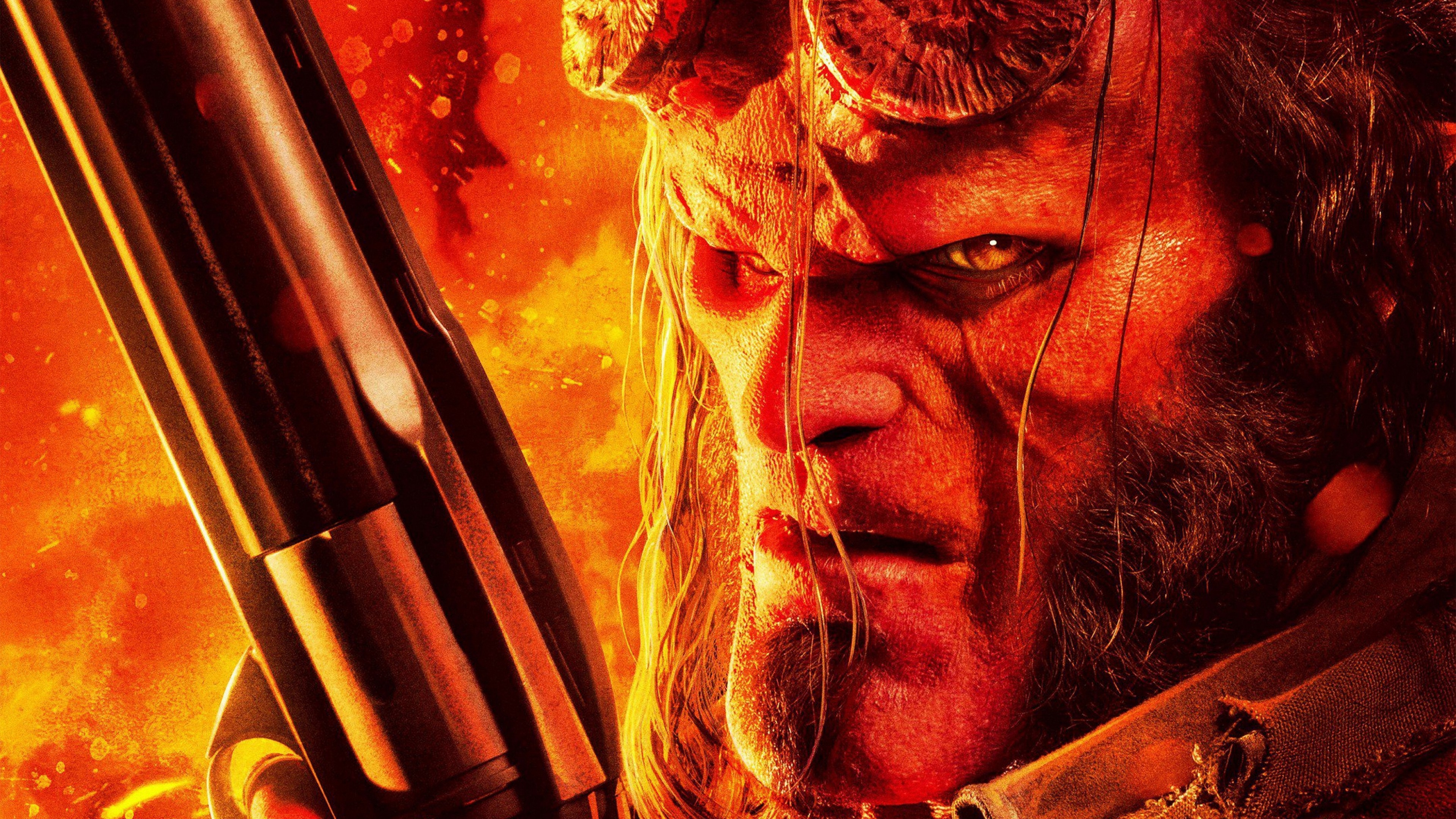 Hellboy, movie characters, comic books, horns, shotgun, HD Wallpaper