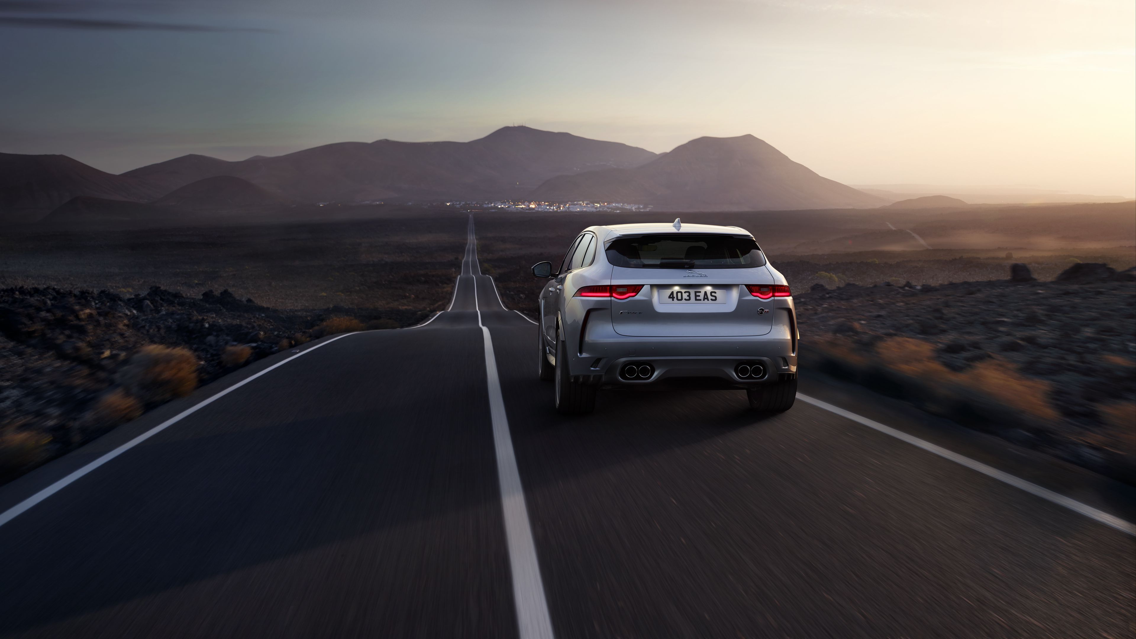 jaguar f-pace svr, jaguar, rear view, road, traffic, 4k, HD Wallpaper