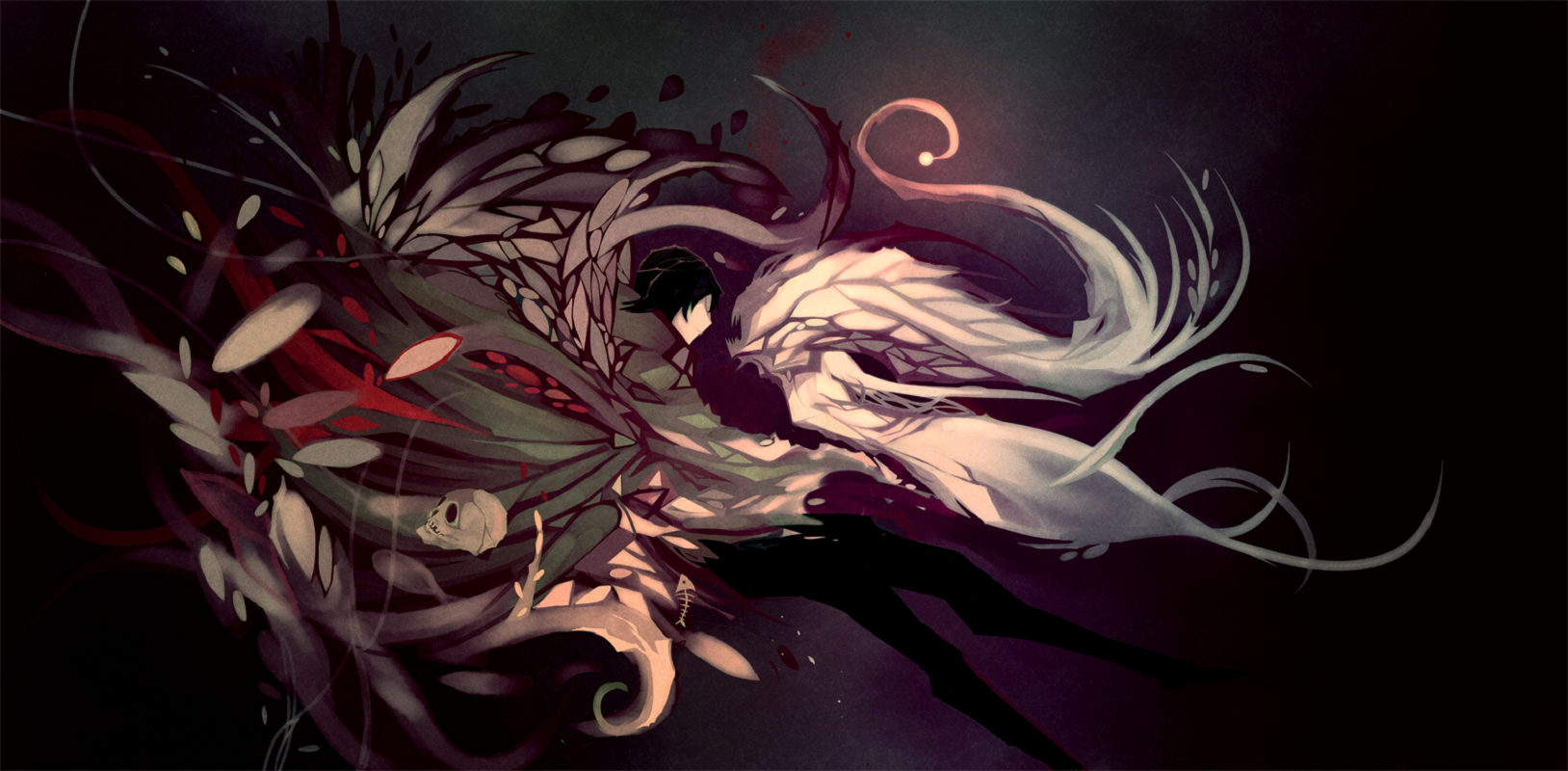 Nano Mortis, abstract, skull, ghost, fish, sleeping, HD Wallpaper