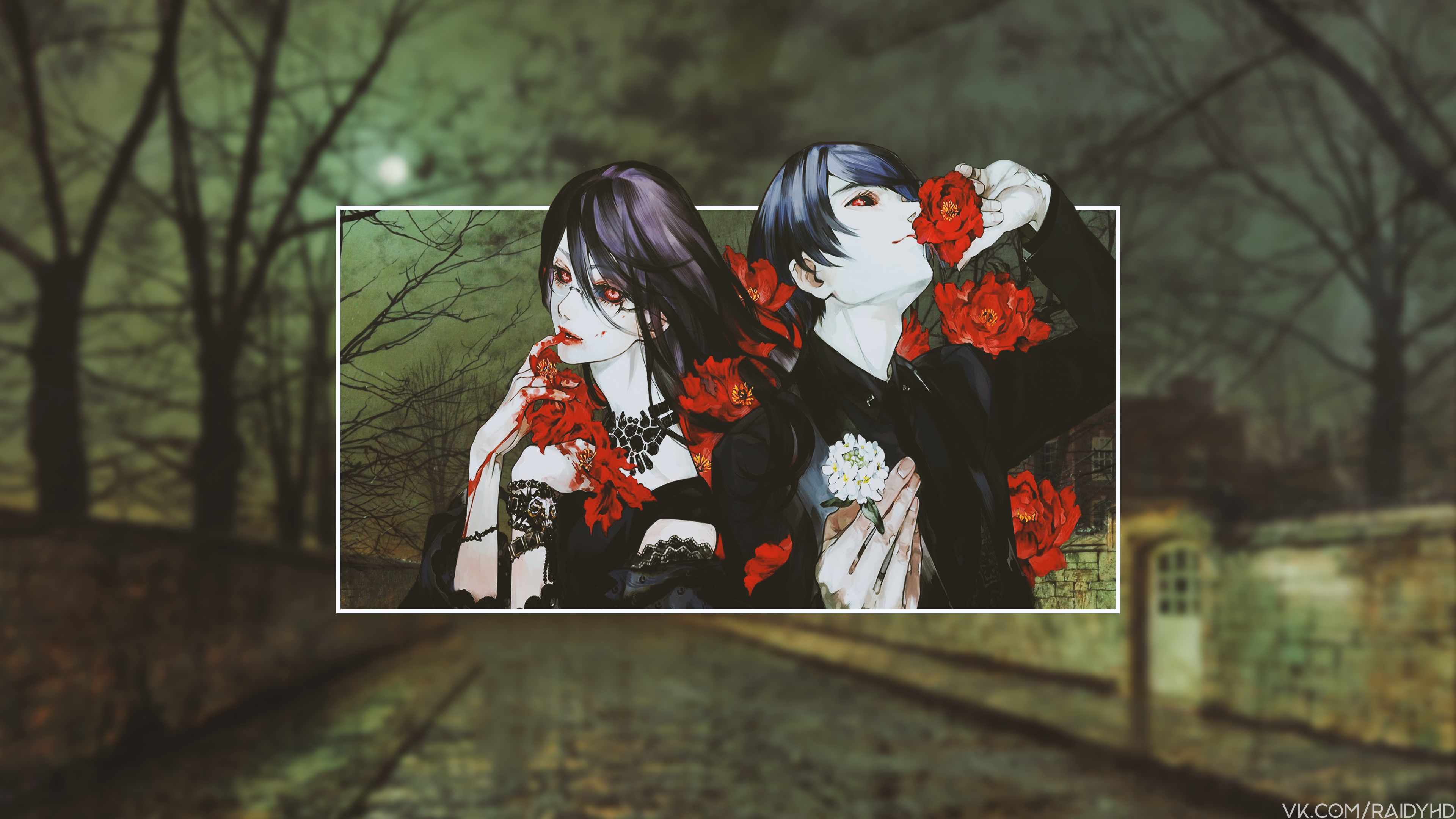 anime girls, anime boys, anime, picture-in-picture, Tokyo Ghoul, Kamishiro Rize, HD Wallpaper