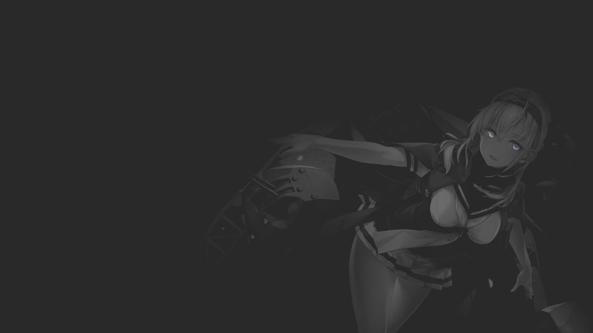 anime, anime girls, illustration, fan art, dark background, monochrome, night, boobs, selective coloring, minimalism, Kantai Collection, Suzutsuki (KanColle), Suzutsuki Kanade, manga, HD Wallpaper