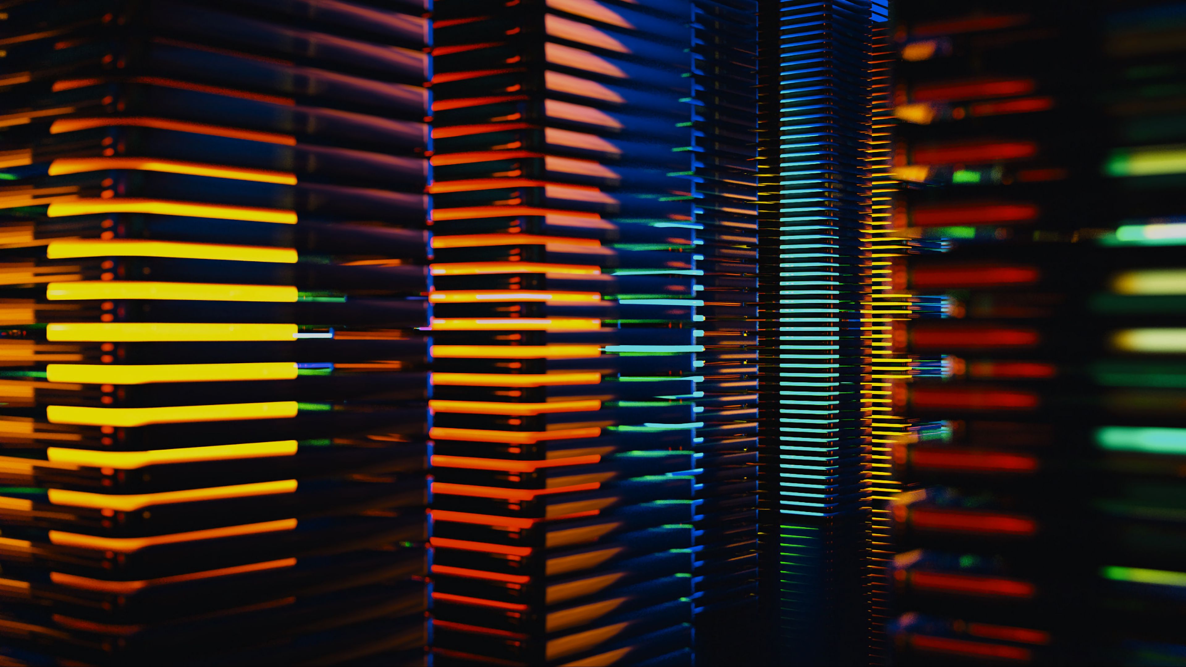 lines, stripes, colorful, neon, lights, 4k, HD Wallpaper