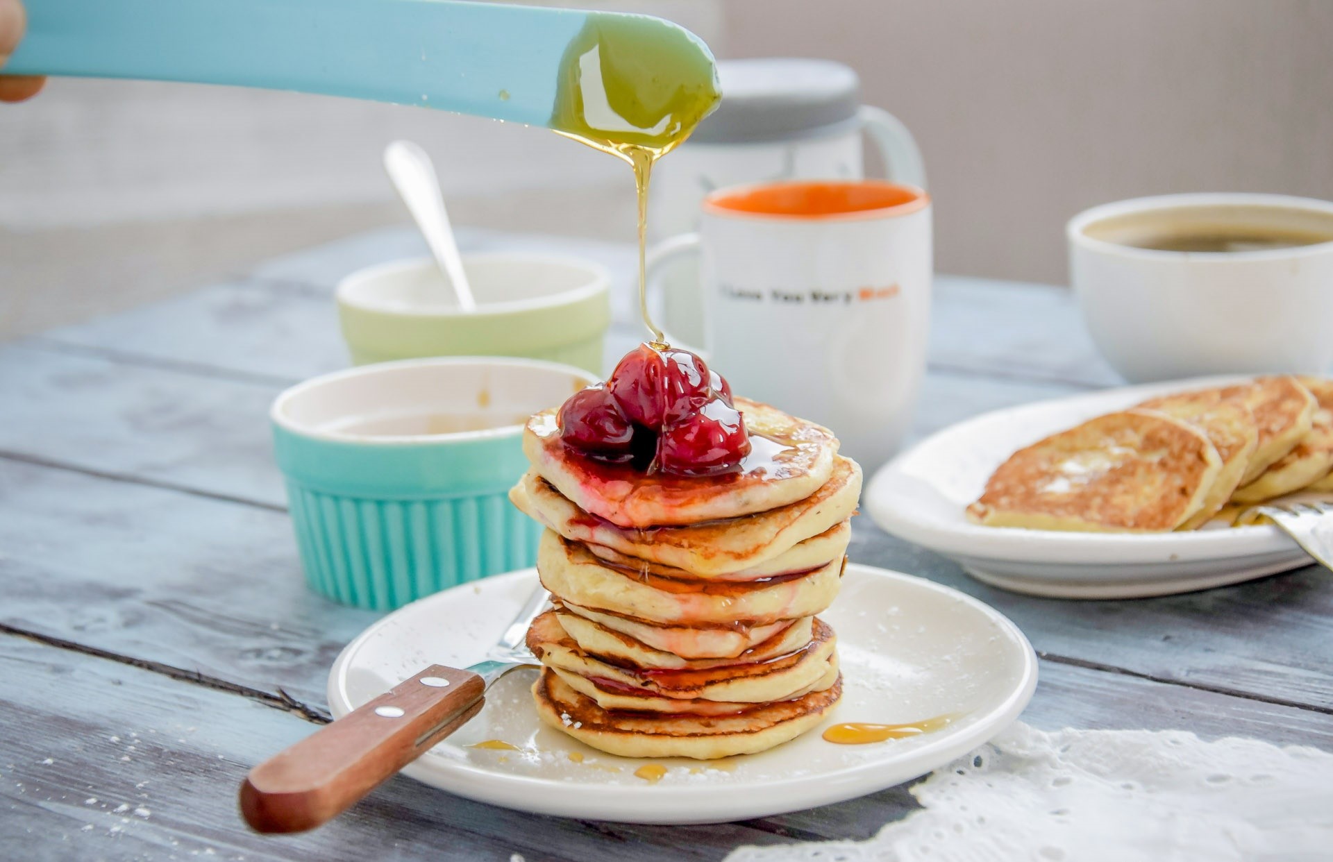 pancakes, food, sweets, honey, HD Wallpaper