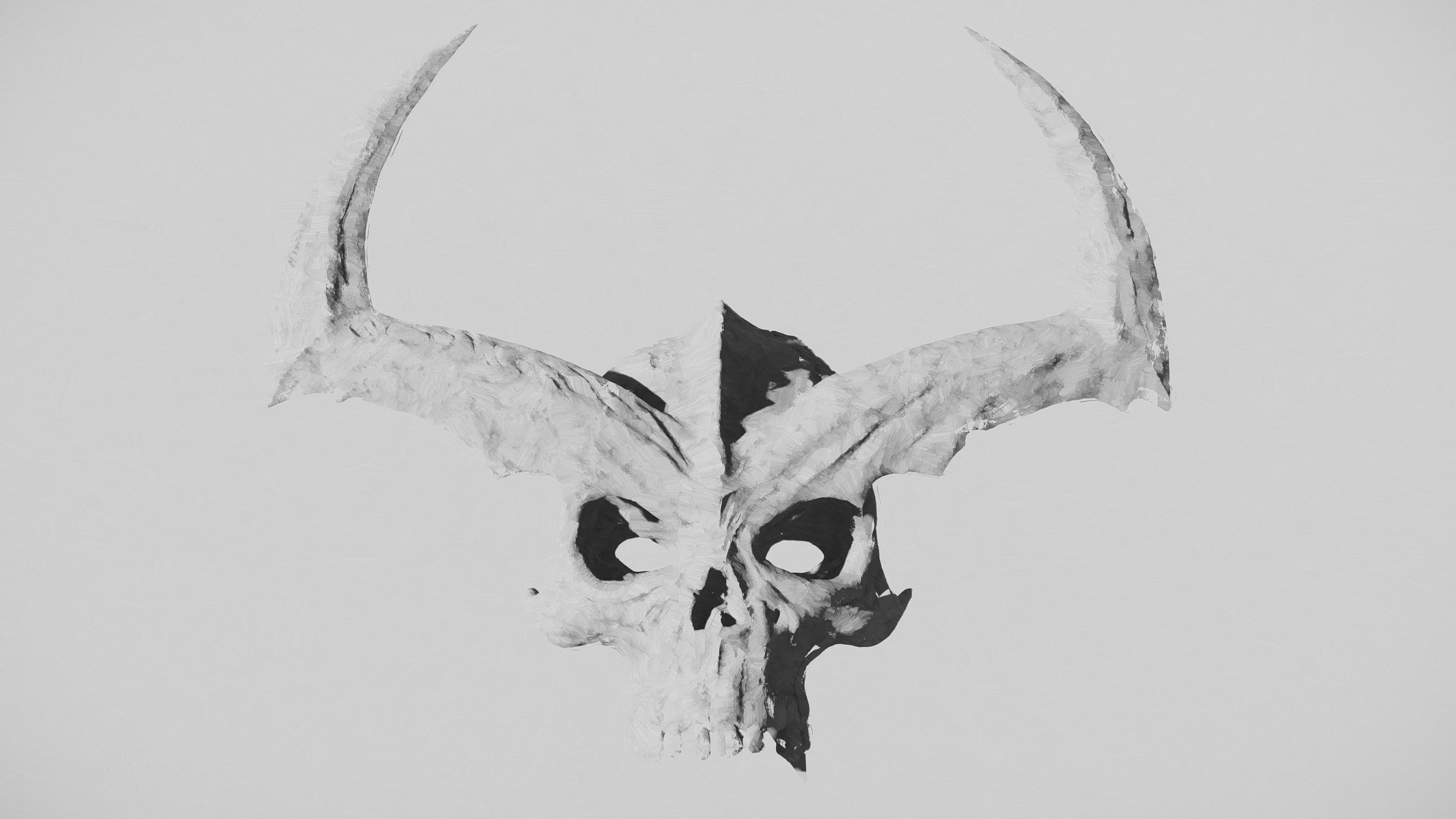 skull, monochrome, digital painting, Thor : Ragnarok, Marvel Cinematic Universe, Marvel Comics, Surtur, HD Wallpaper