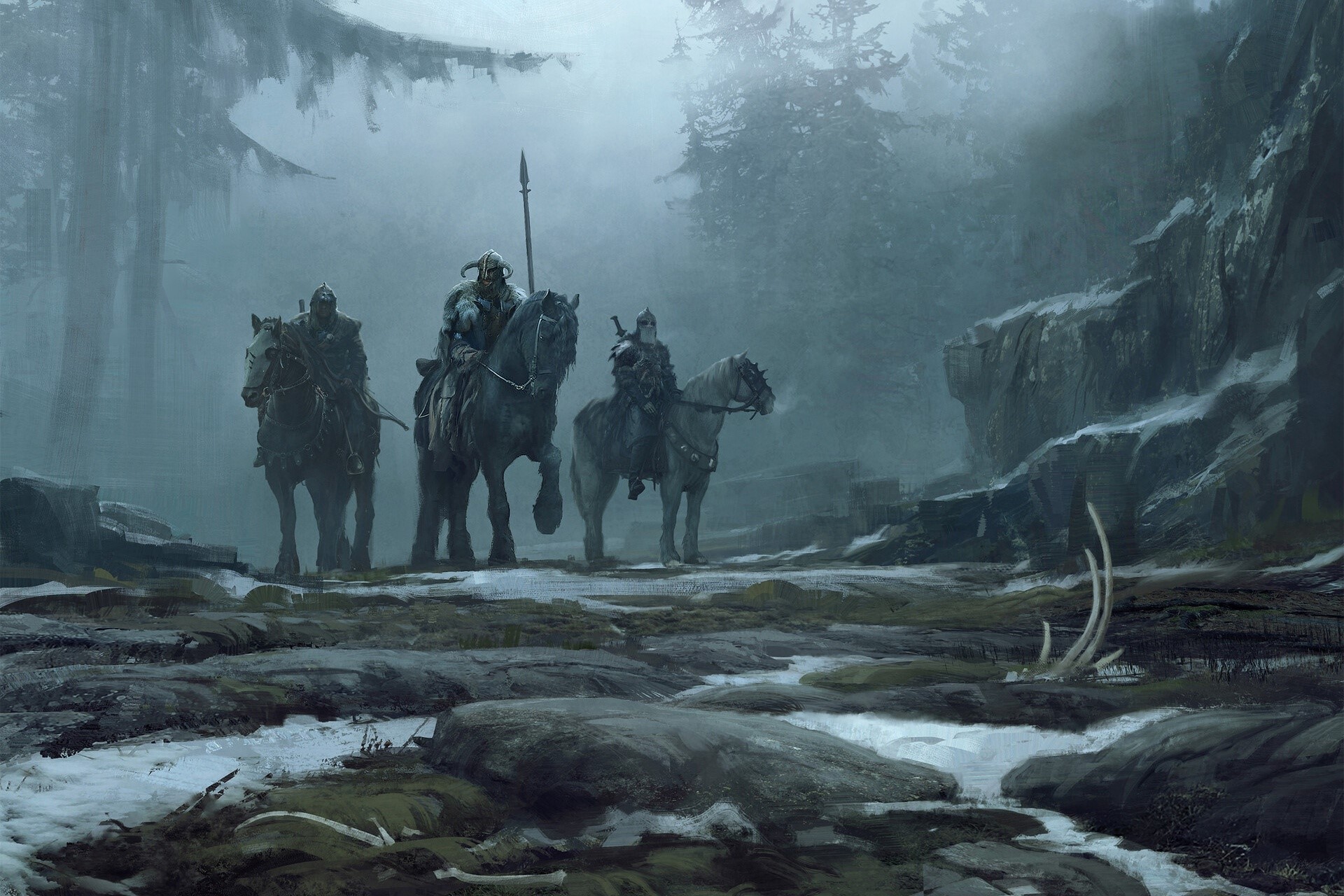 artwork, fantasy art, horse, nature, warrior, HD Wallpaper