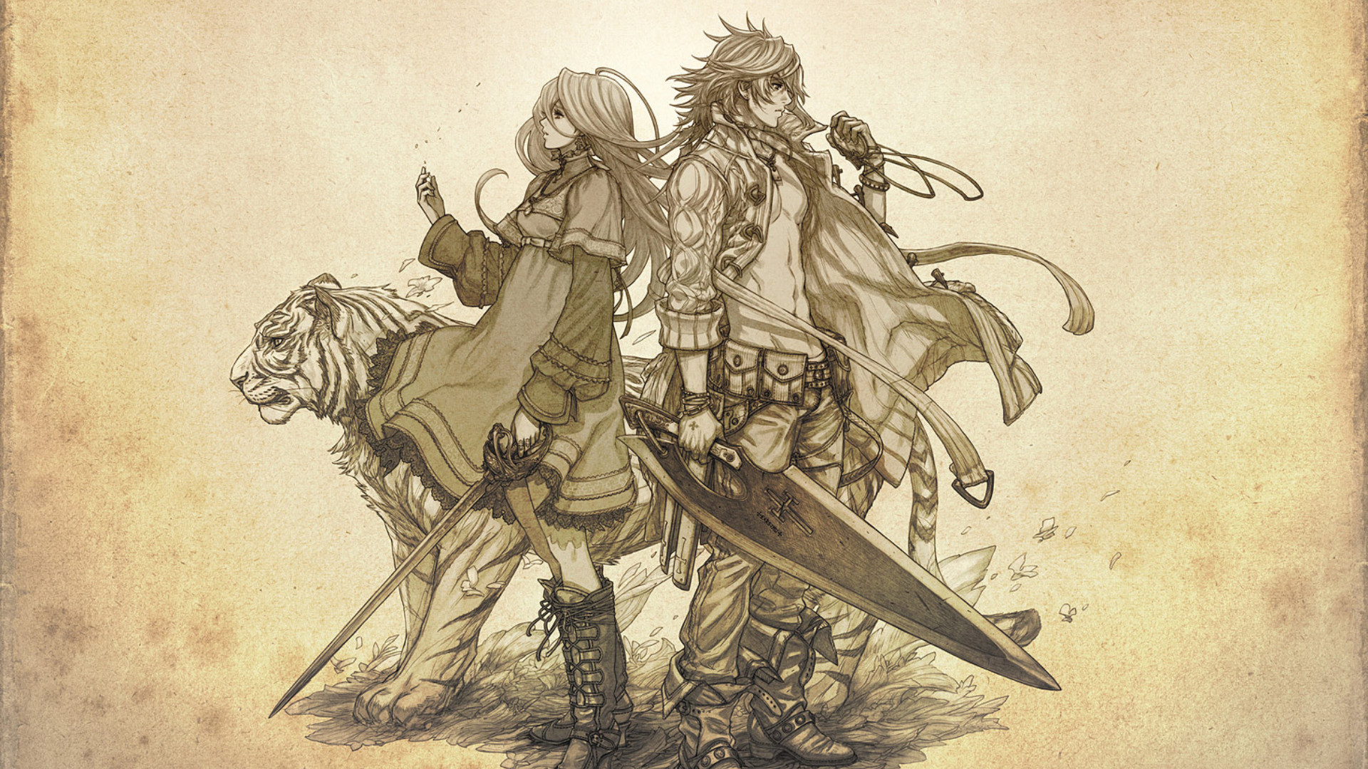 The Last Story, anime girls, anime, fantasy girl, tiger, anime boys, HD Wallpaper