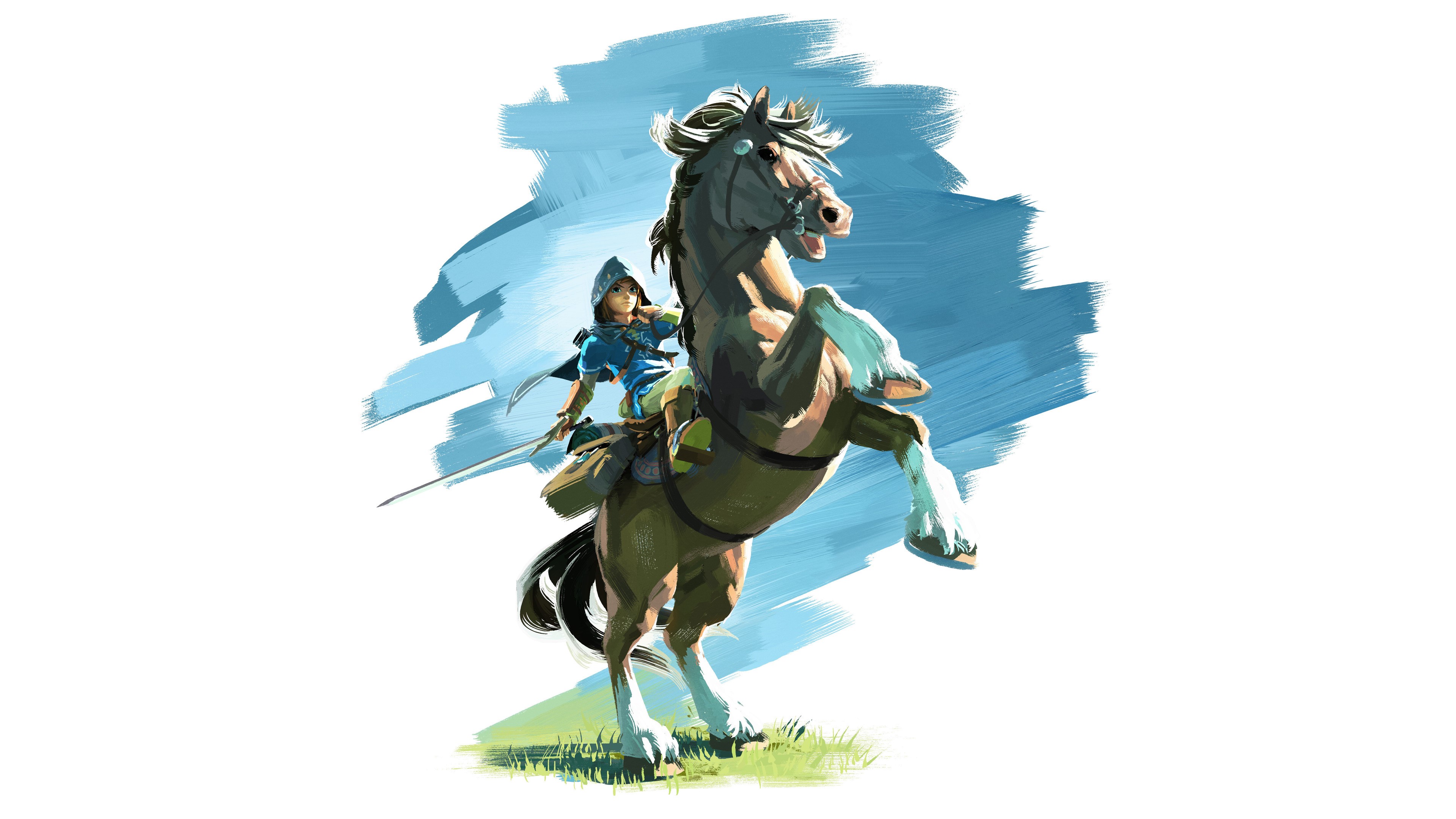The Legend of Zelda: Breath of the Wild, The Legend of Zelda, video games, video game art, horse, Video Game Heroes, fantasy art, simple background, HD Wallpaper