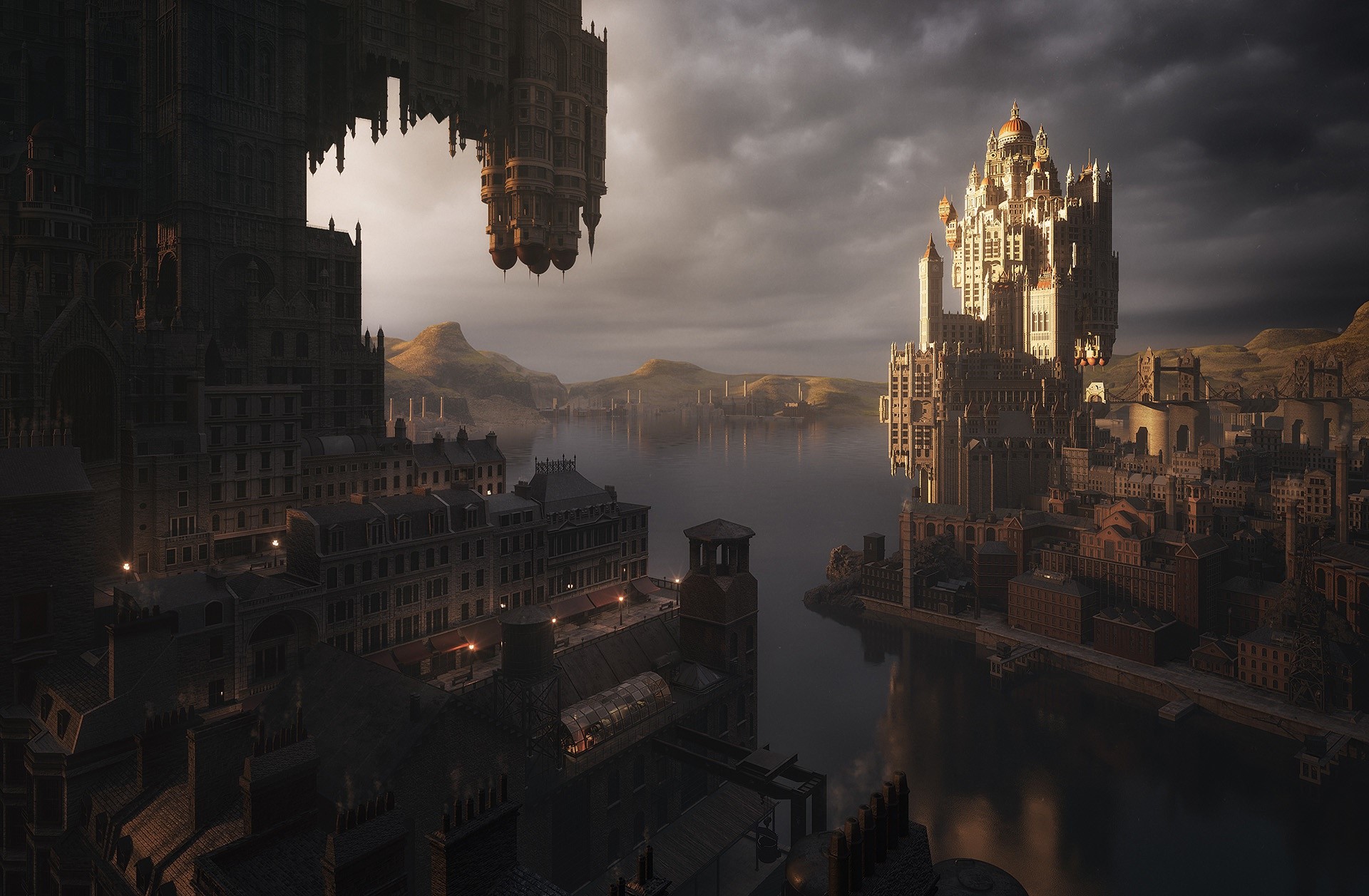 artwork, fantasy art, fantasy city, cityscape, digital art, HD Wallpaper