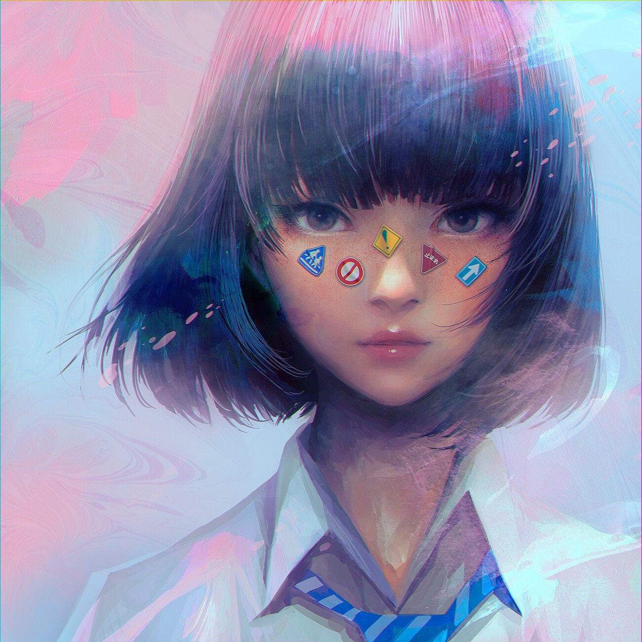portrait, Asian, schoolgirl, artwork, HD Wallpaper