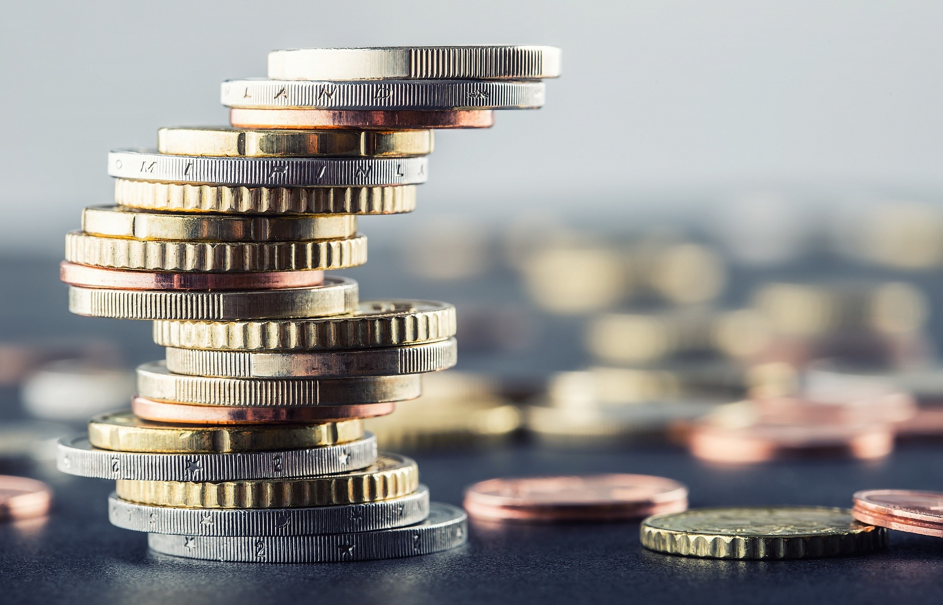 money, metal, coins, depth of field, HD Wallpaper