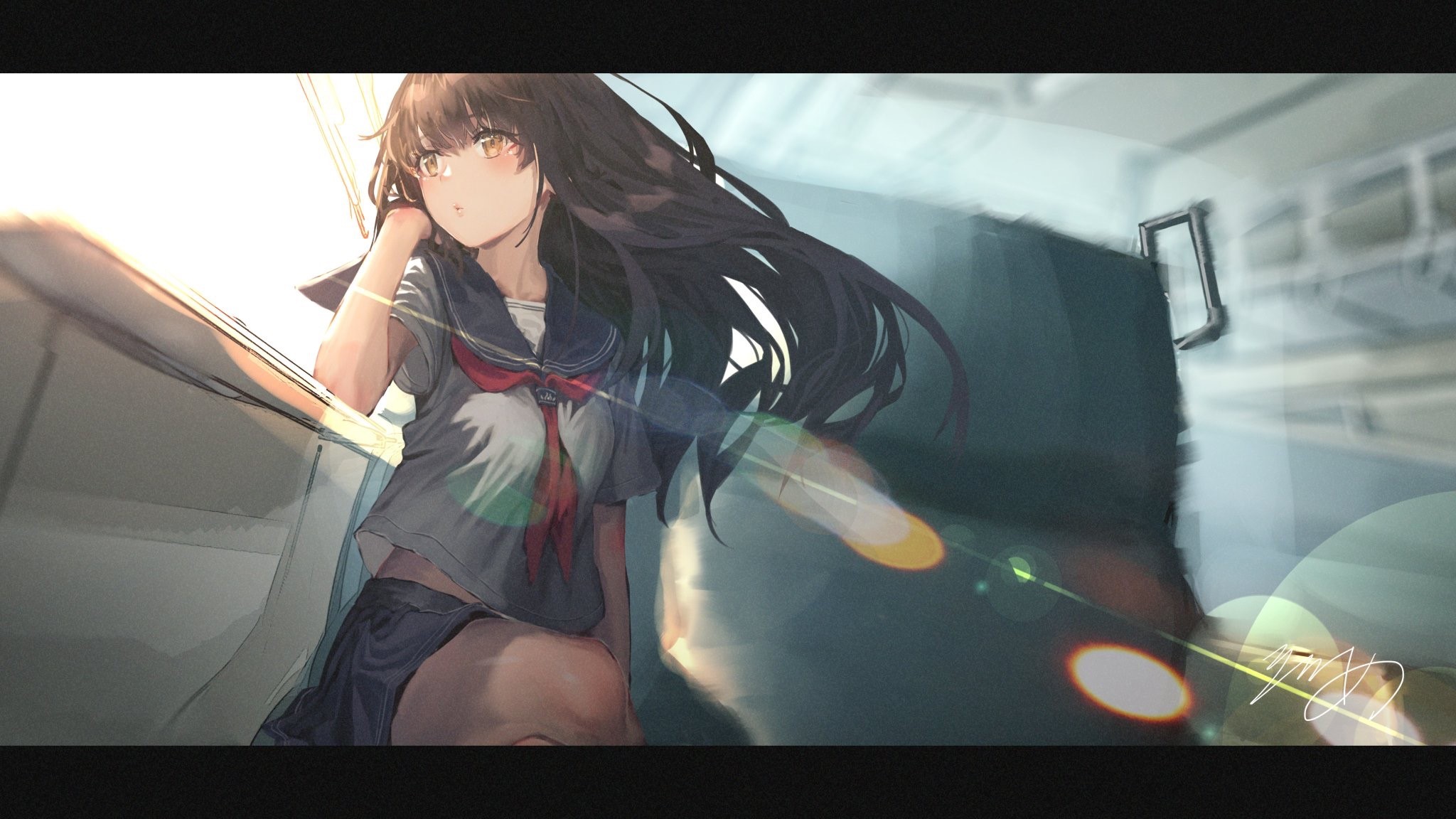 anime, anime girls, original characters, school uniform, Rolua Noa, HD Wallpaper